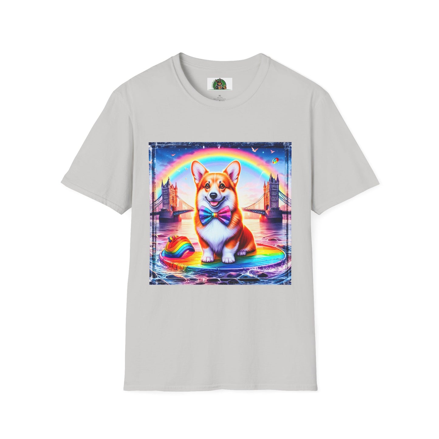 Pembroke Welsh Corgi colorful rainbow T-Shirt Printify S Ice Grey