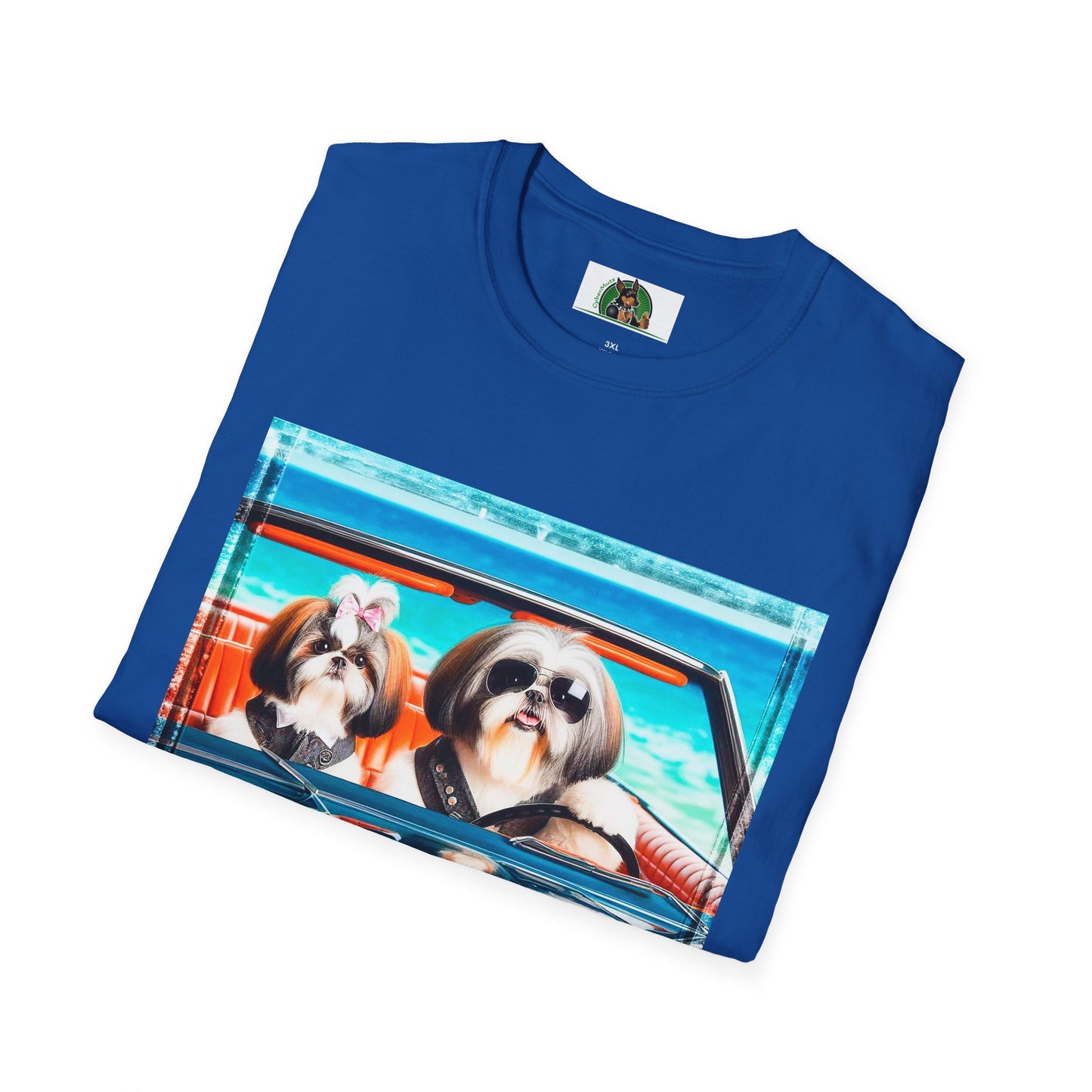 Wacky Shih Tzu couple driving T-Shirt Printify