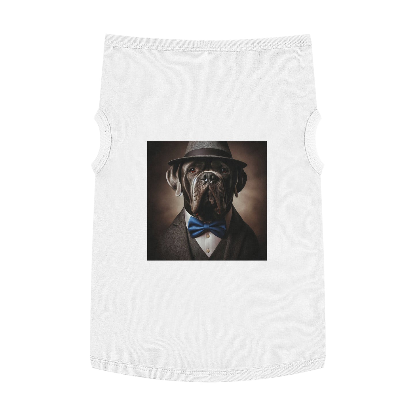 Pet Tank Top Cane Corso Suit And Fedora Hat Pets Printify XL White