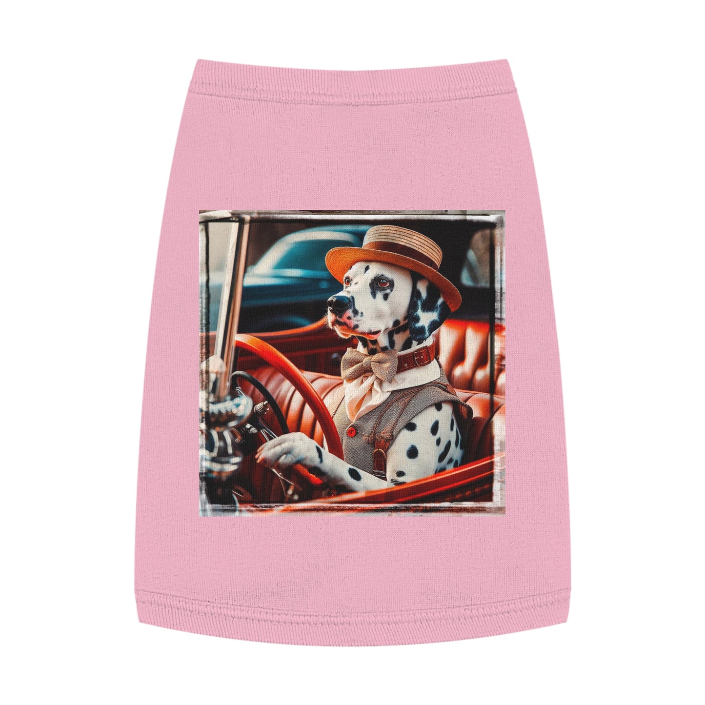 Pet Tank Top Dalmatian old time driving t shirt Pets Printify M Pink