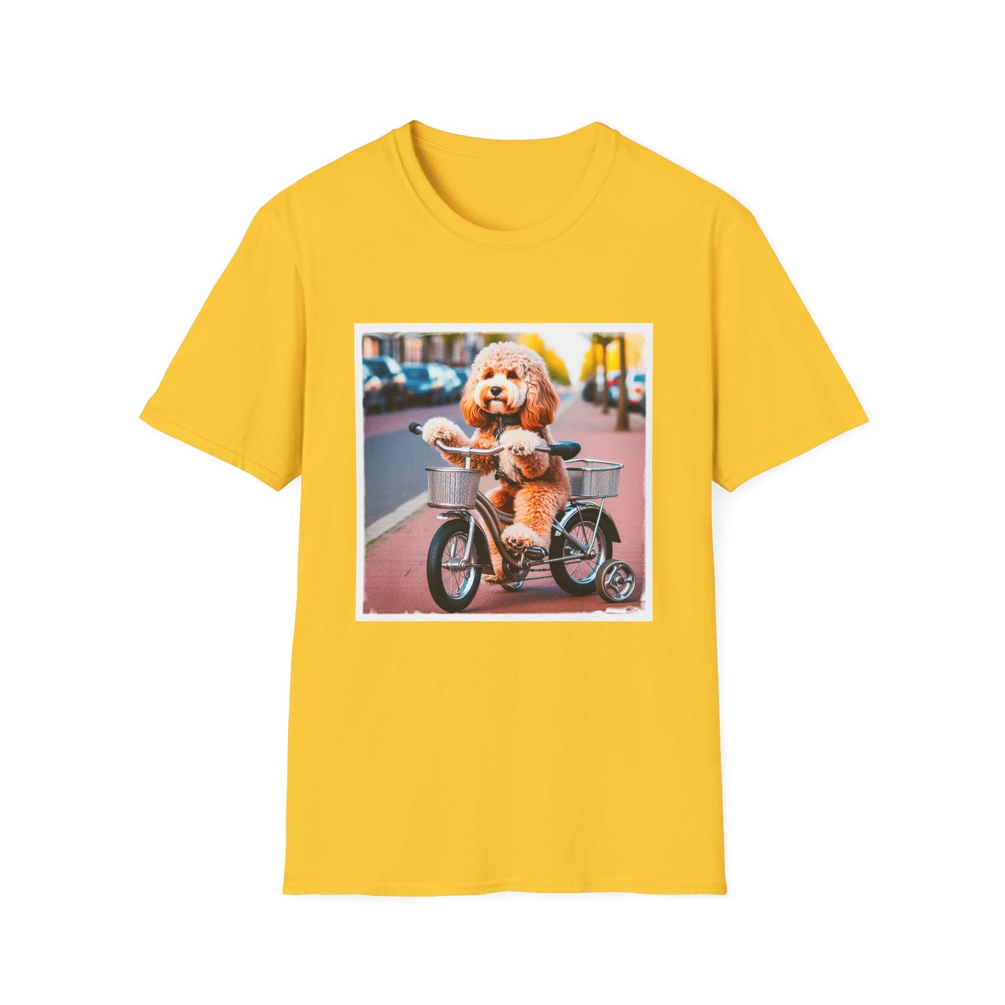 CockerPoo bike stroll t shirt T-Shirt Printify S Daisy