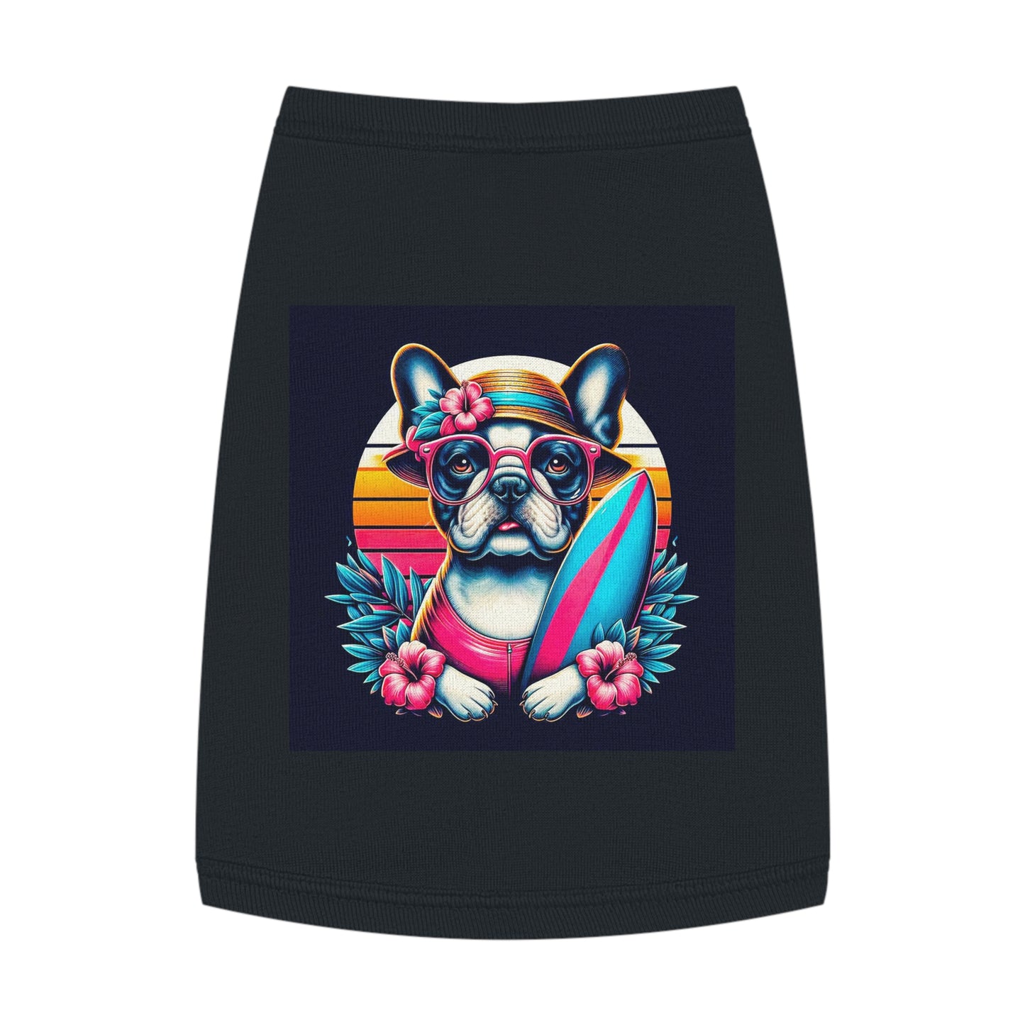 Pet Tank Top French Bulldog pretty flowers t shirt Pets Printify M Black