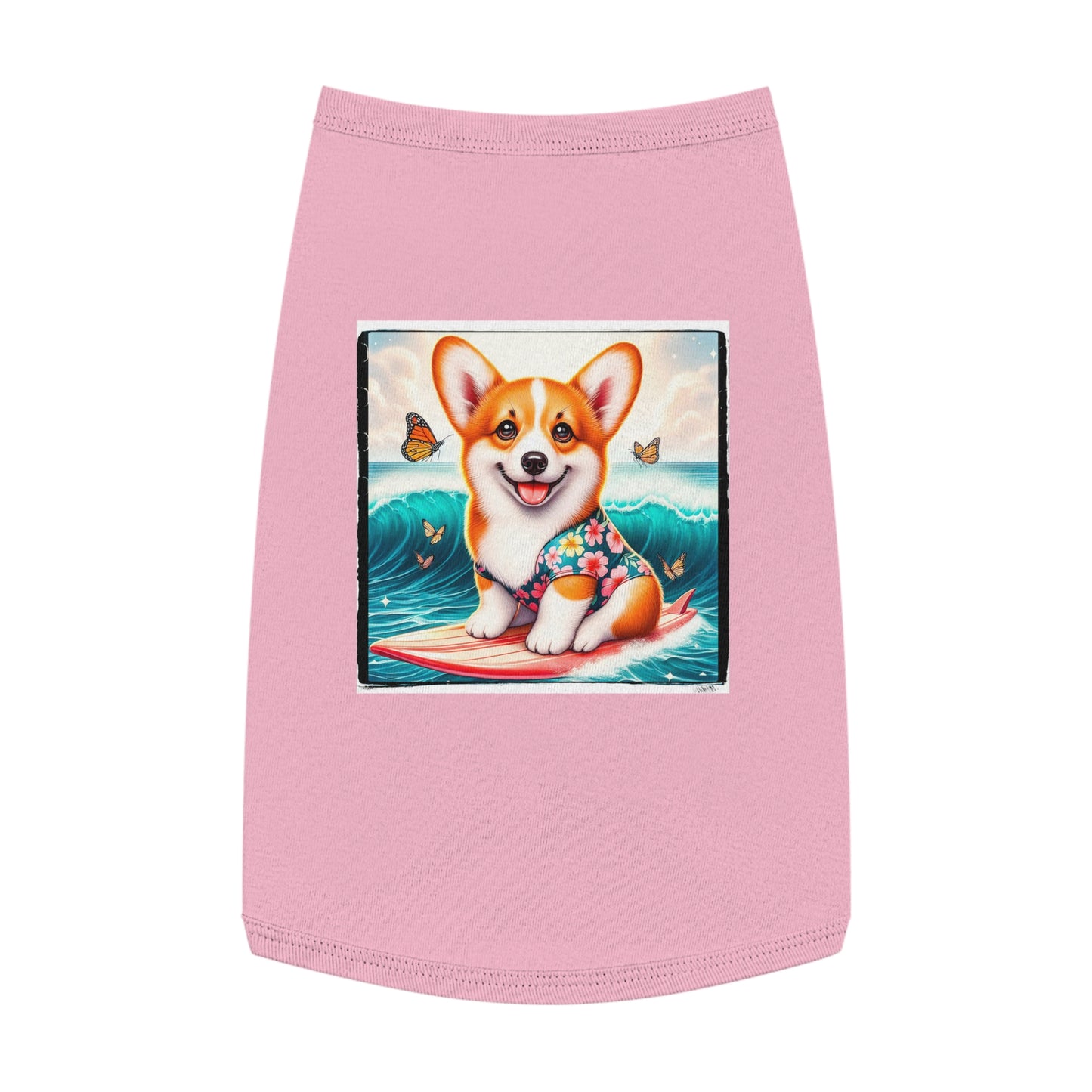 Pembroke Welsh Corgi tiny surfer Pets Printify L Pink