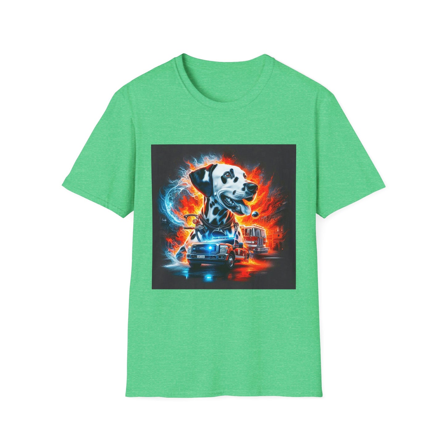 Dalmatian fireman hero t shirt T-Shirt Printify S Heather Irish Green