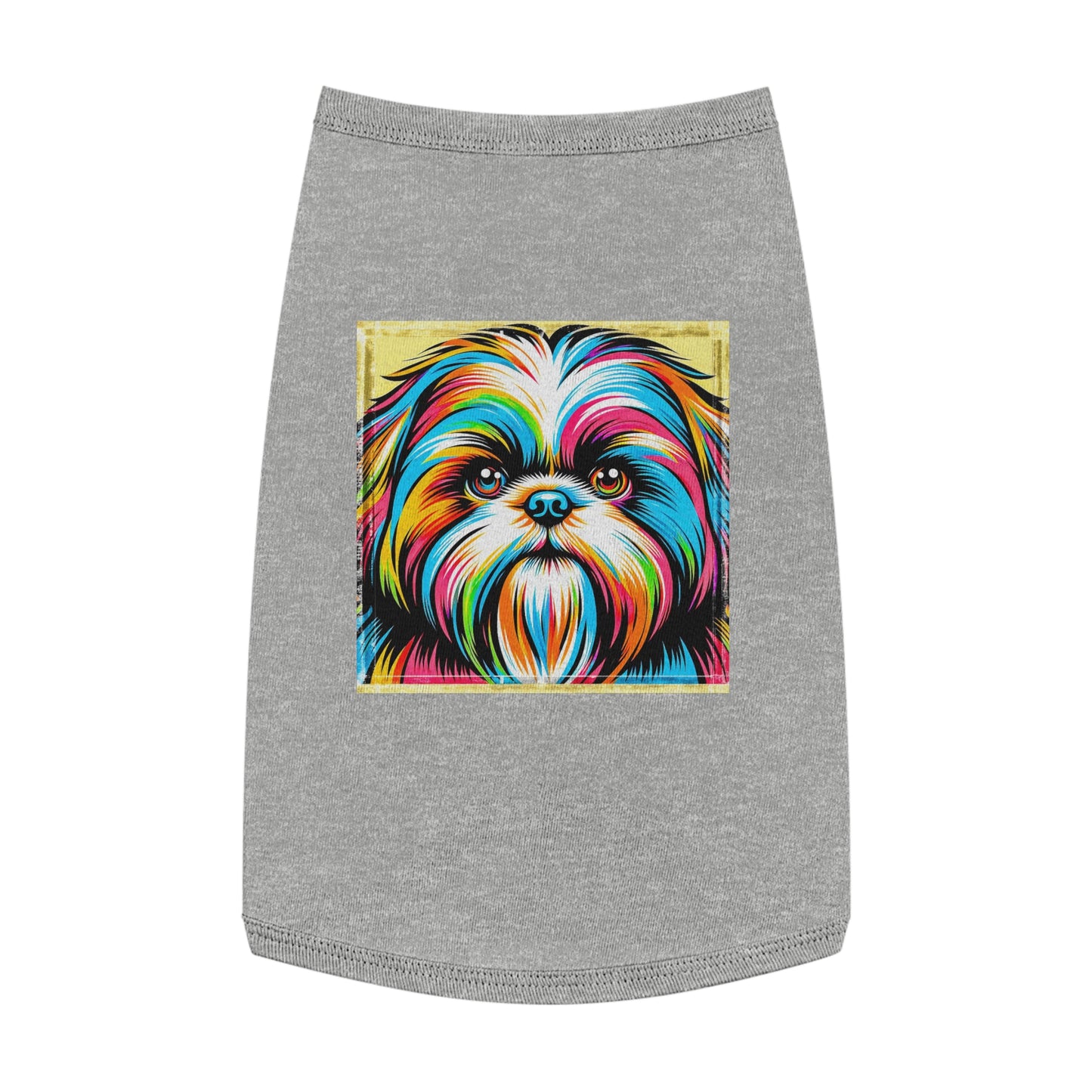 Pet Tank Top Shih Tzu colorful puppy Pets Printify L Heather