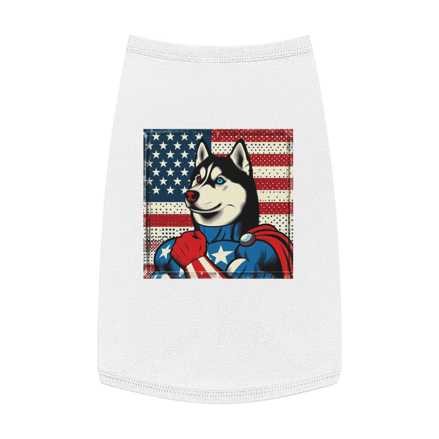 Pet Tank Top Husky super hero Pets Printify L White