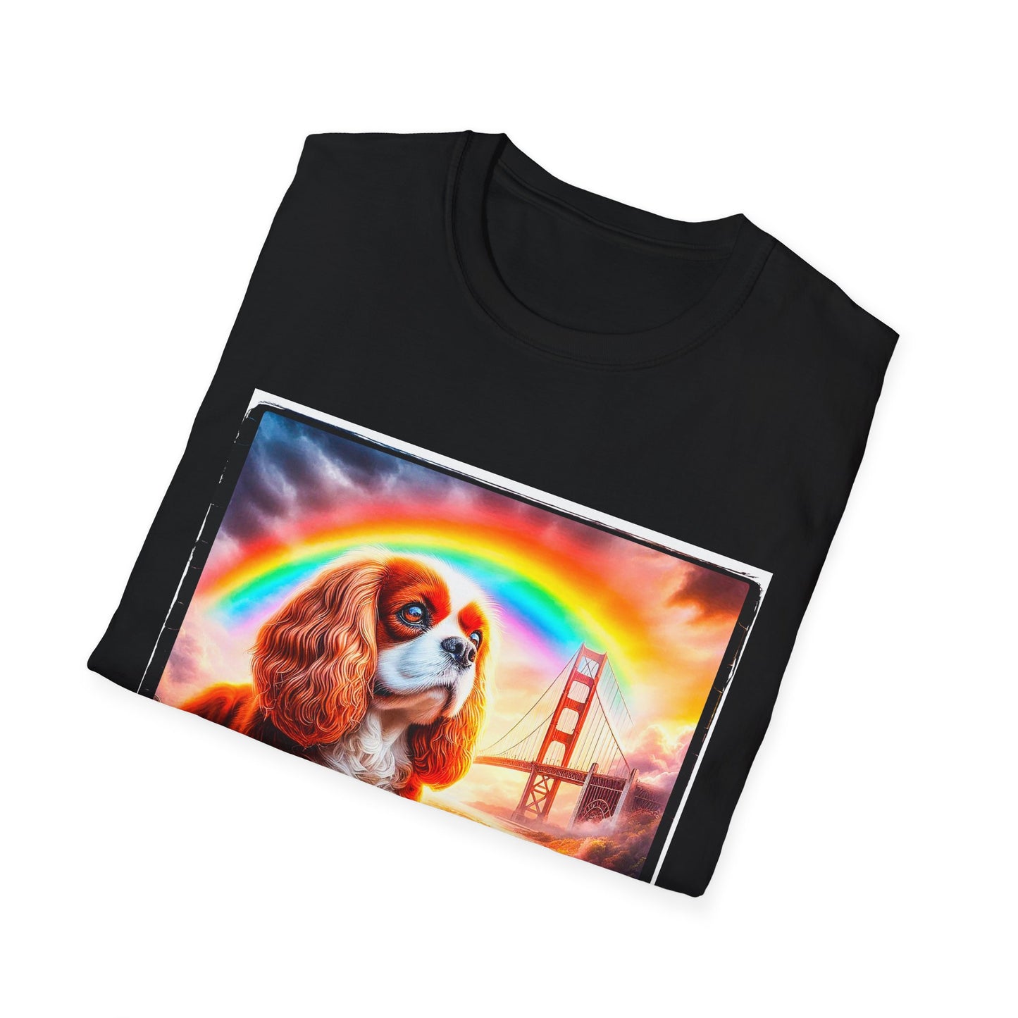 Cavalier King Charles Spaniel Rainbow Bridge TShirt T-Shirt Printify