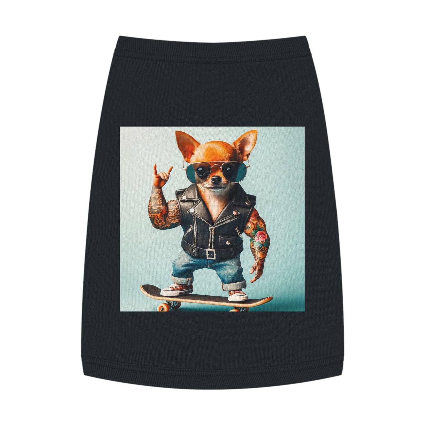 Pet Tank Top Chihuahua skating t shirt Pets Printify M Black