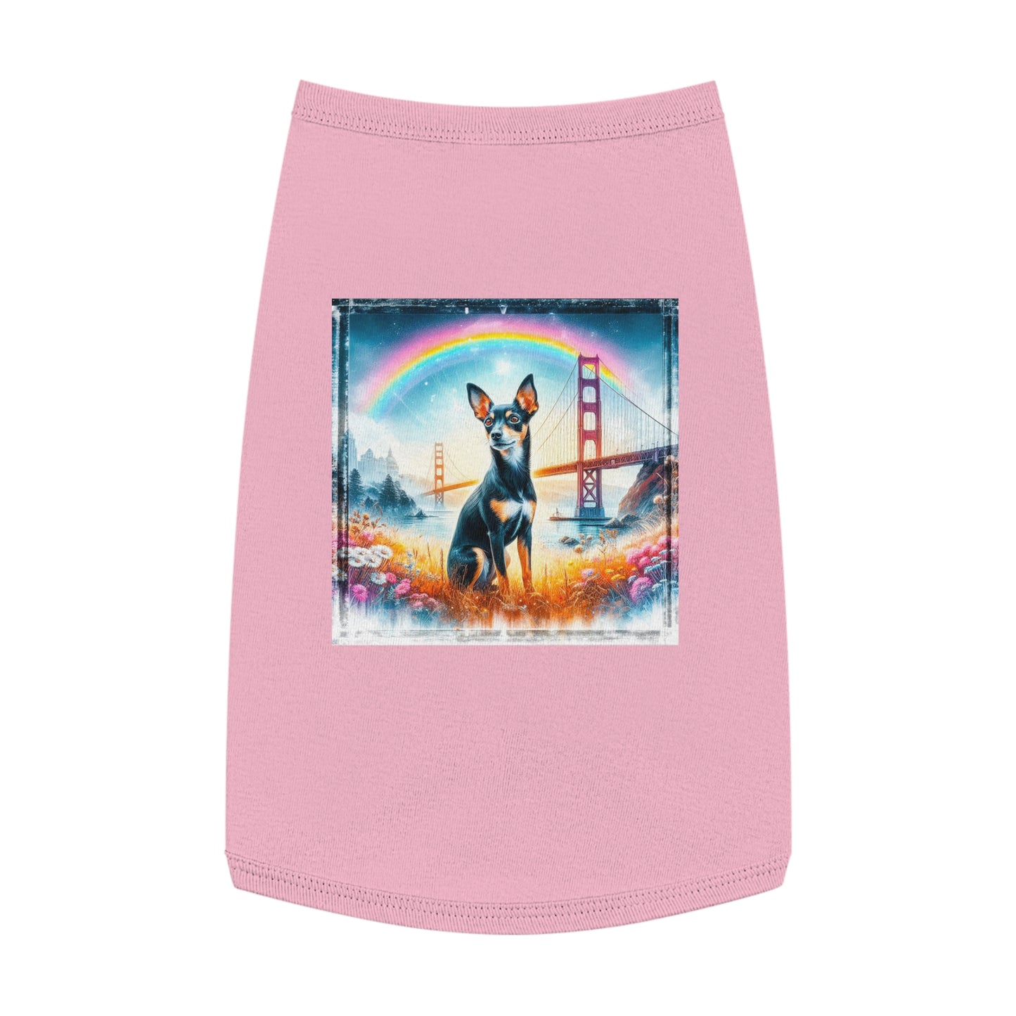 Pet Tank Top Rat Terrier rainbow bridge Pets Printify L Pink