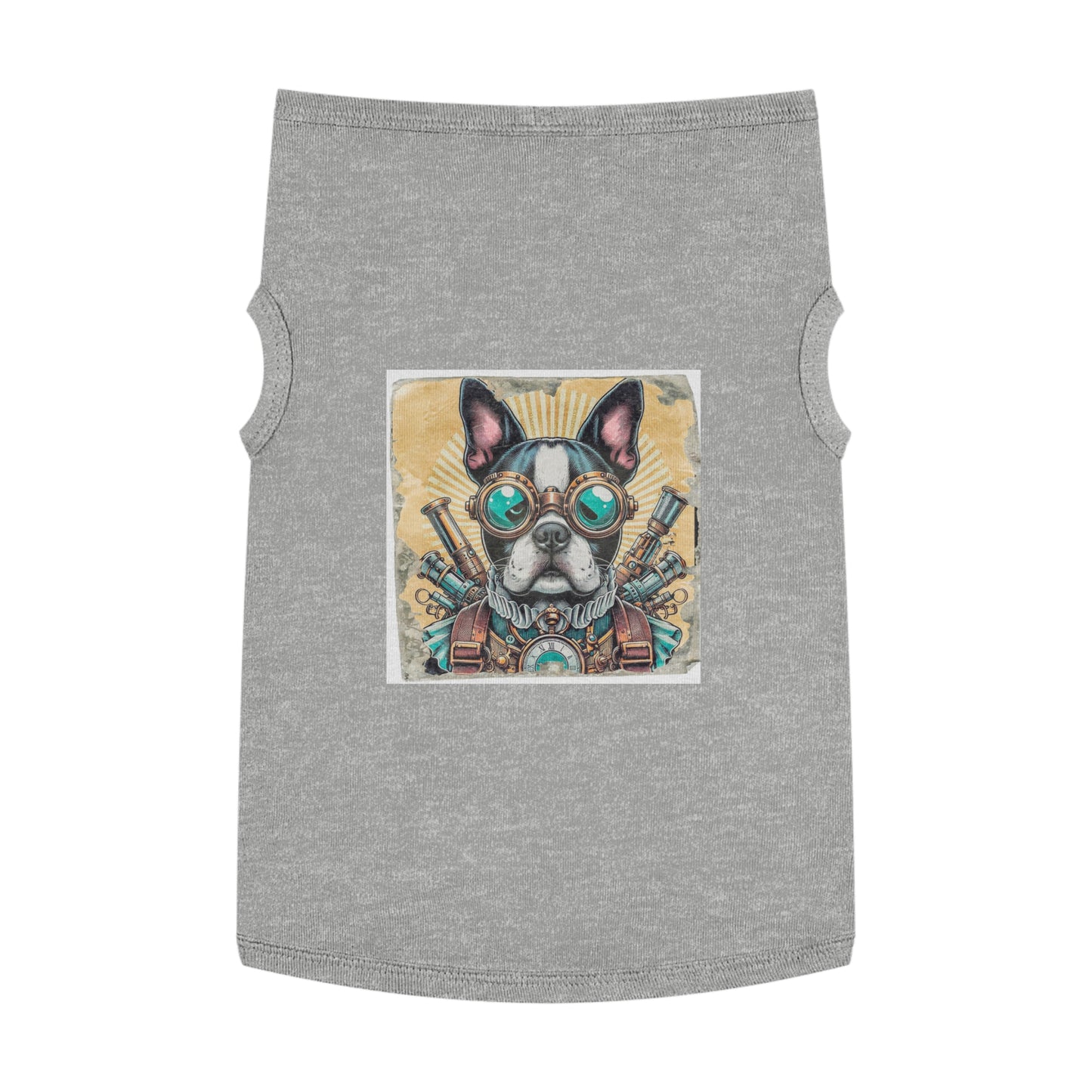 Pet Tank Top Boston Terrier In Steampunk Clothes Pets Printify XL Heather