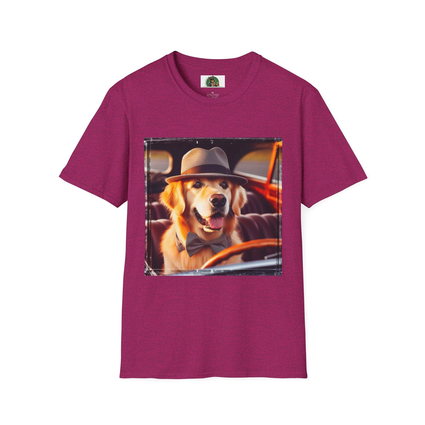 Golden Retriever driving fun shirt T-Shirt Printify S Antique Heliconia