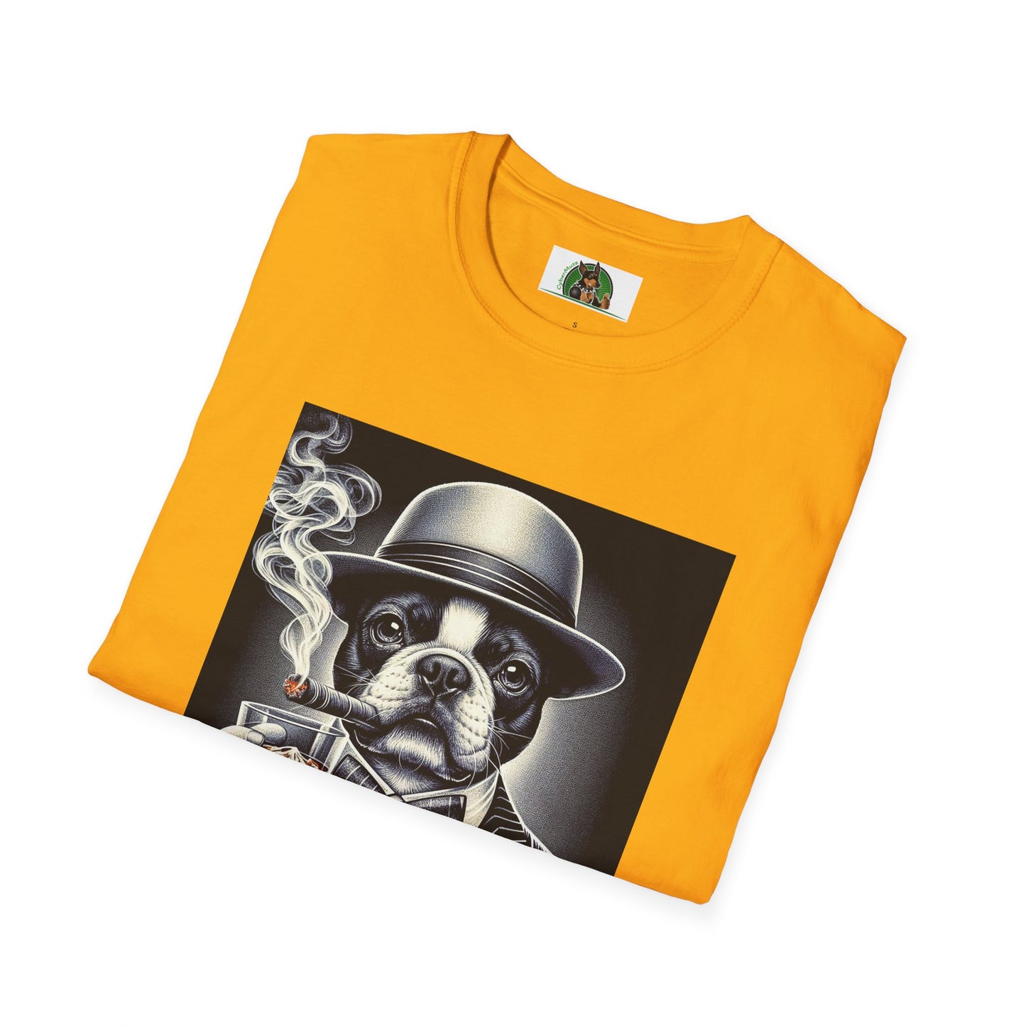 Boston Terrier Male Dog Smoking Cigar Drinking Whiskey T-Shirt Printify