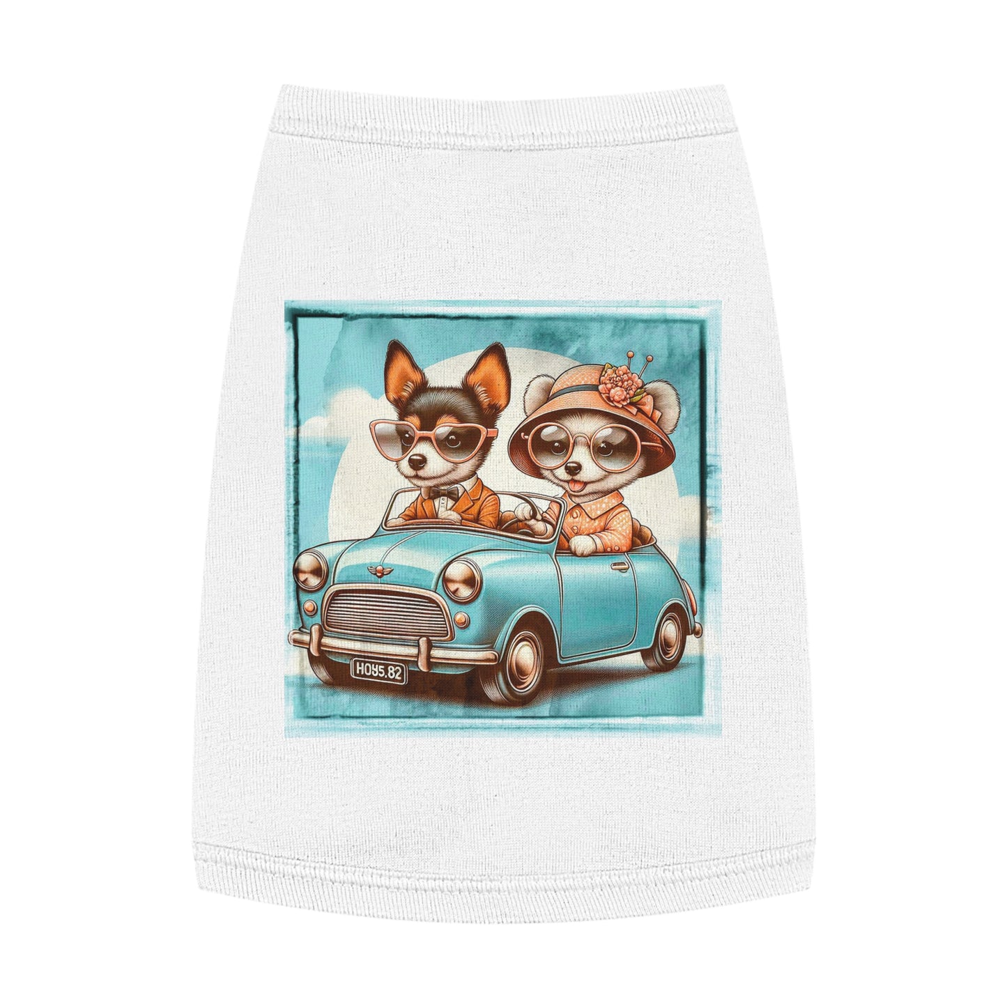 Wacky Pet Tank Top Rat Terrier couple driving Pets Printify M White