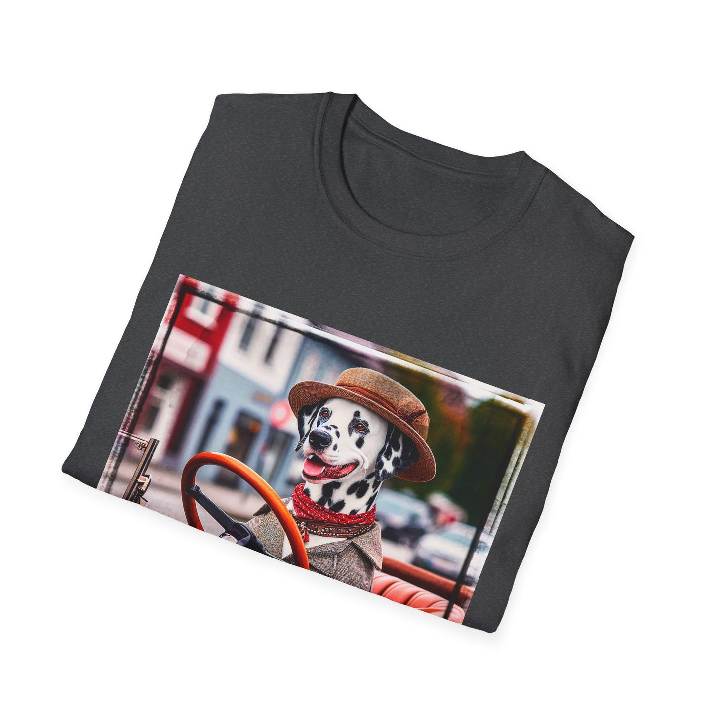 Dalmatian driving and cruising t shirt T-Shirt Printify