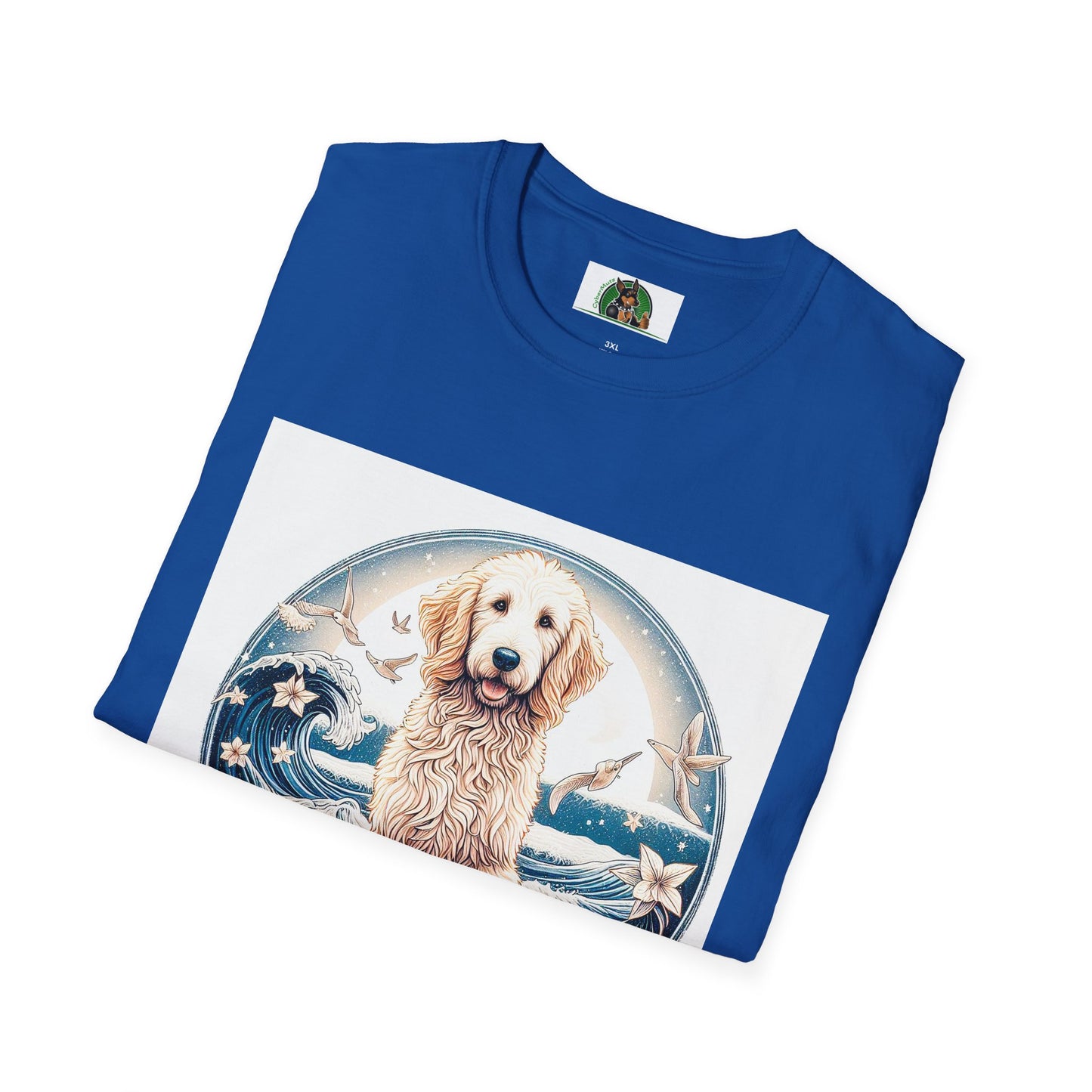 Golden Doodle flowery waves t shirt T-Shirt Printify
