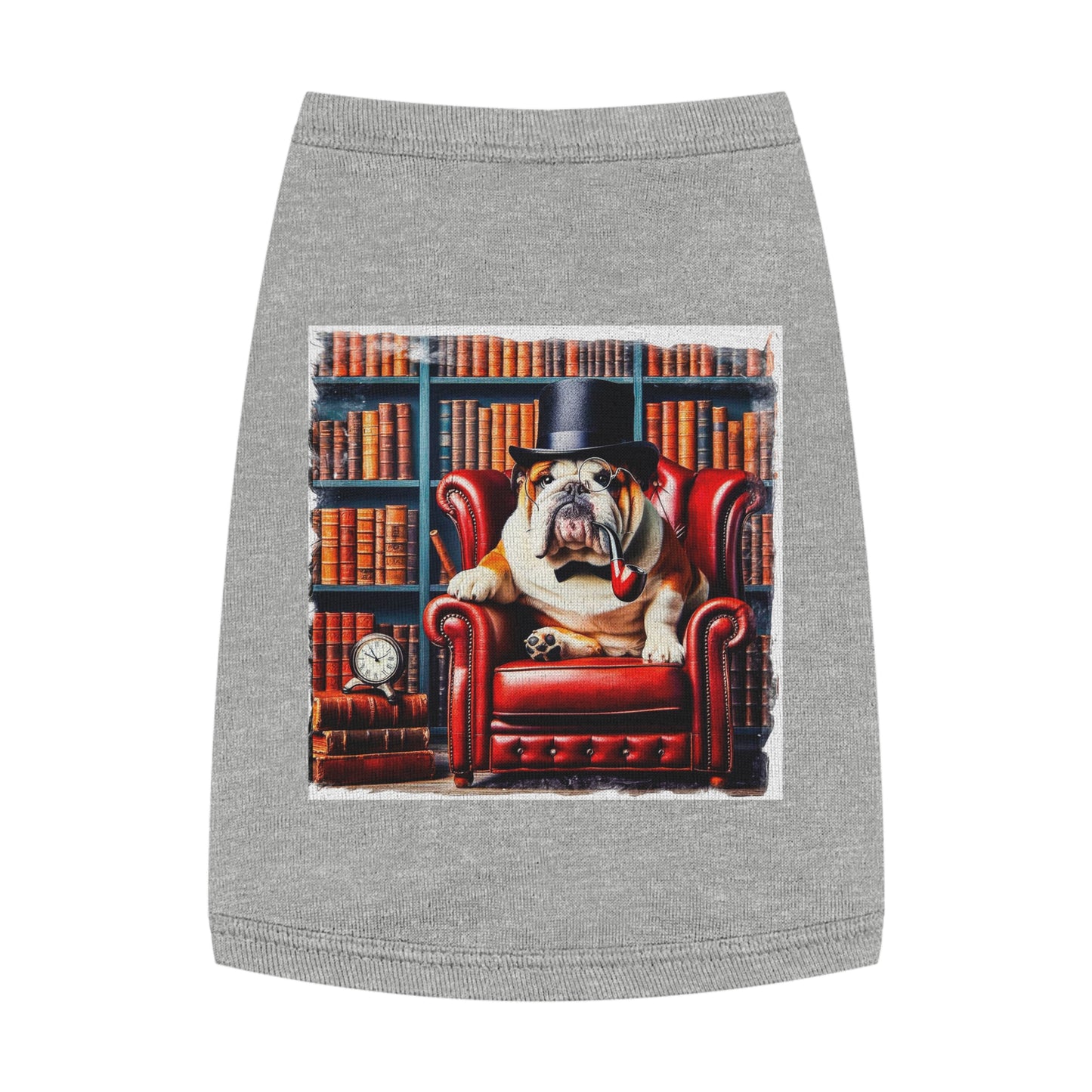 Pet Tank Top Bulldog pipe smoking t shirt Pets Printify M Heather