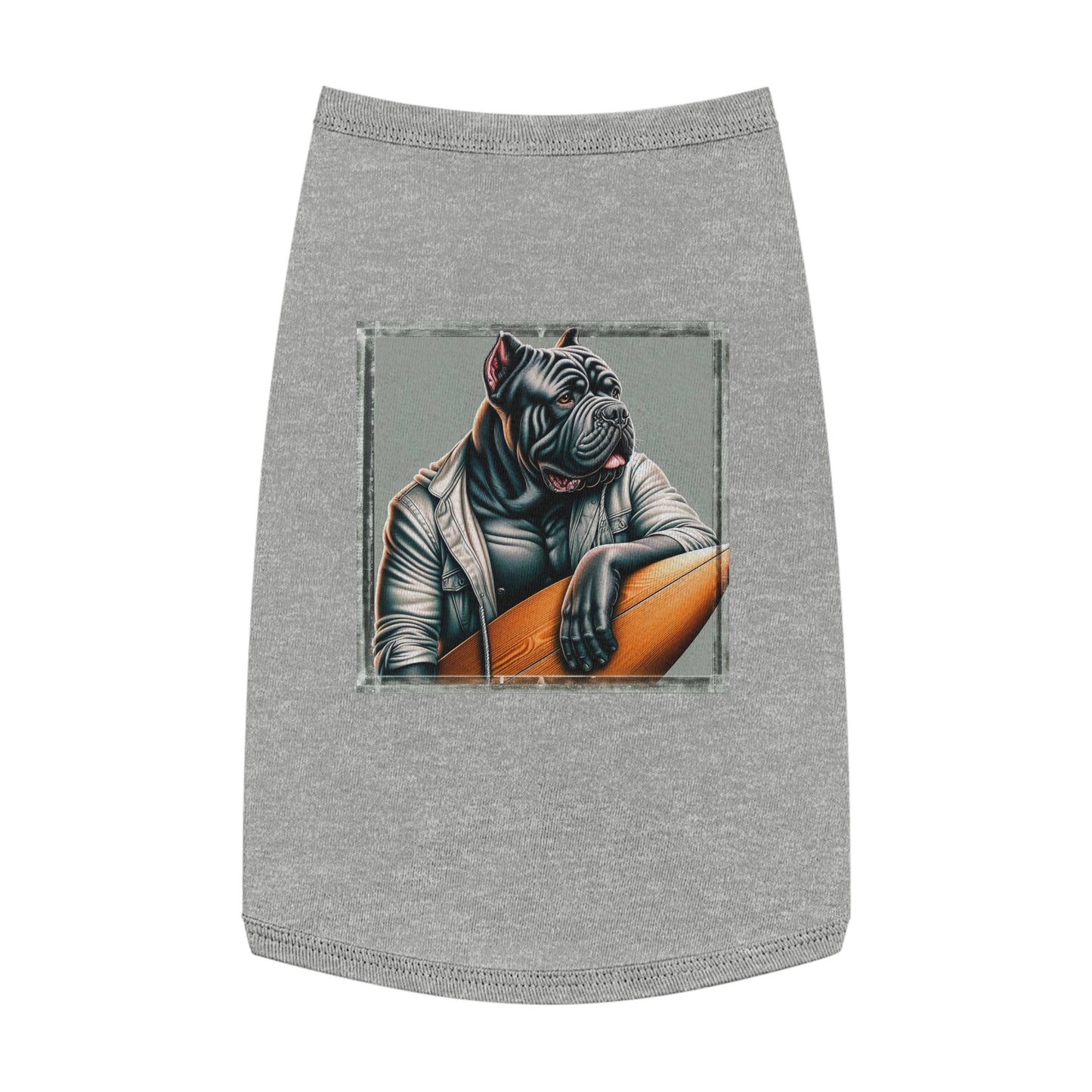 Pet Tank Top Cane Corso In Leather Jacket Surfer Pets Printify L Heather