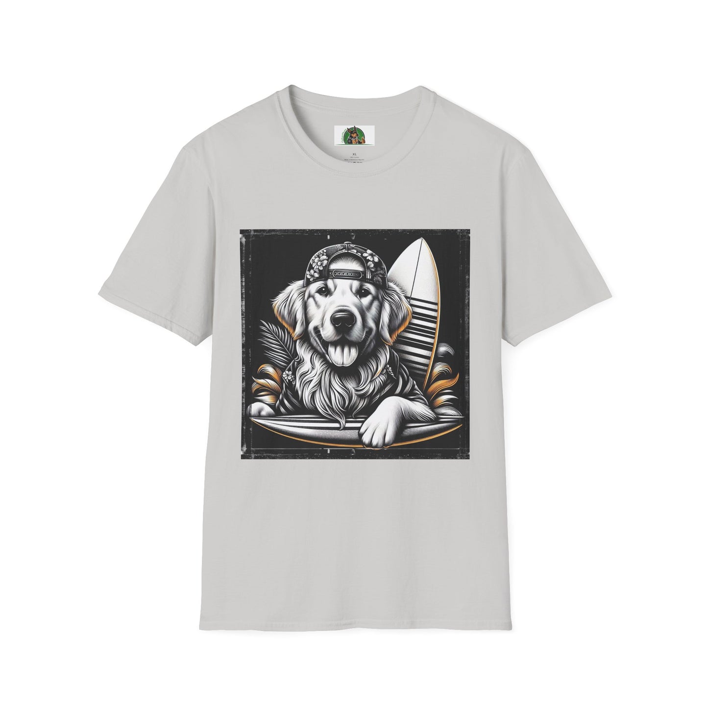 Golden Retriever cool surfer t shirt T-Shirt Printify S Ice Grey