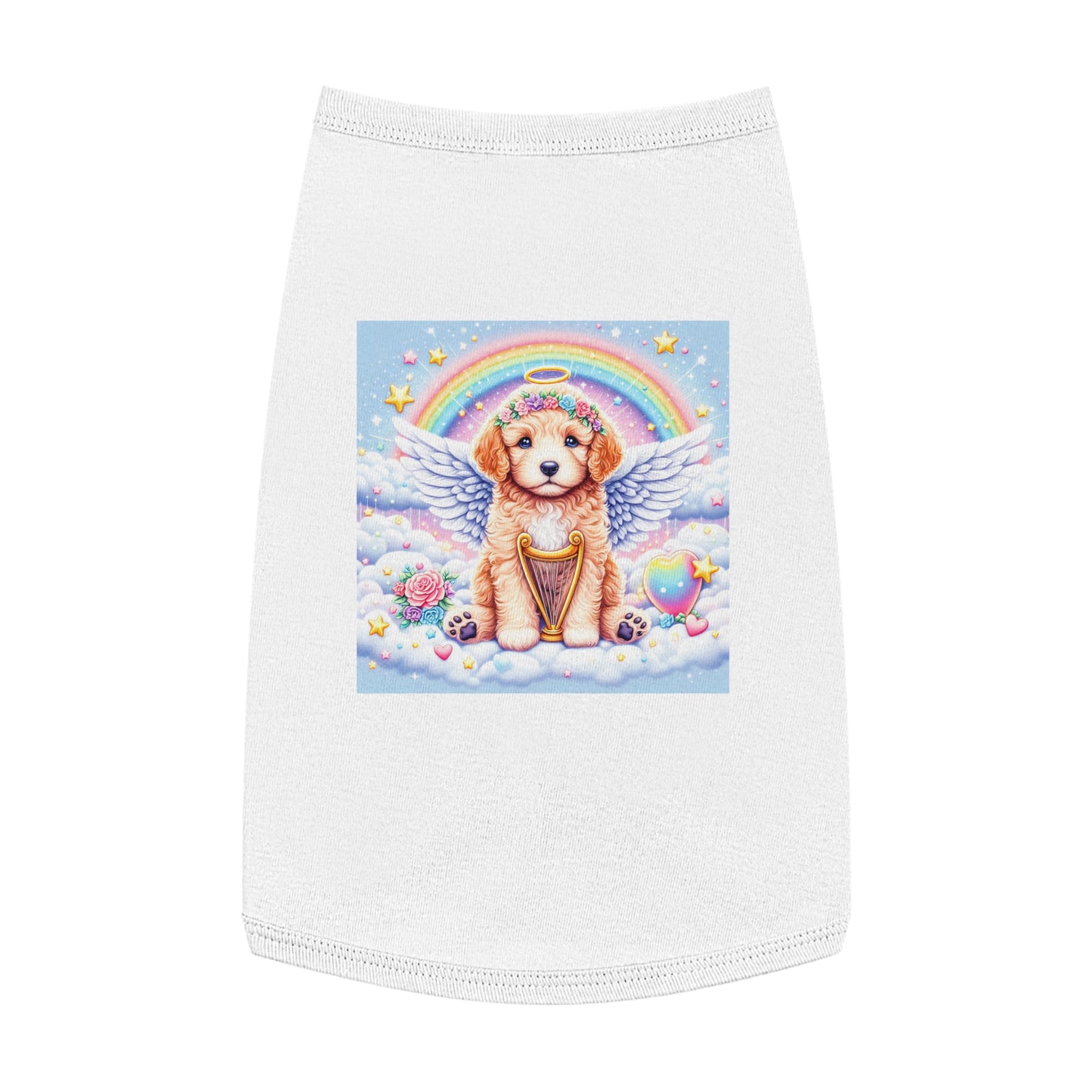 Pet Tank Golden Doodle baby Angel shirt Pets Printify L White