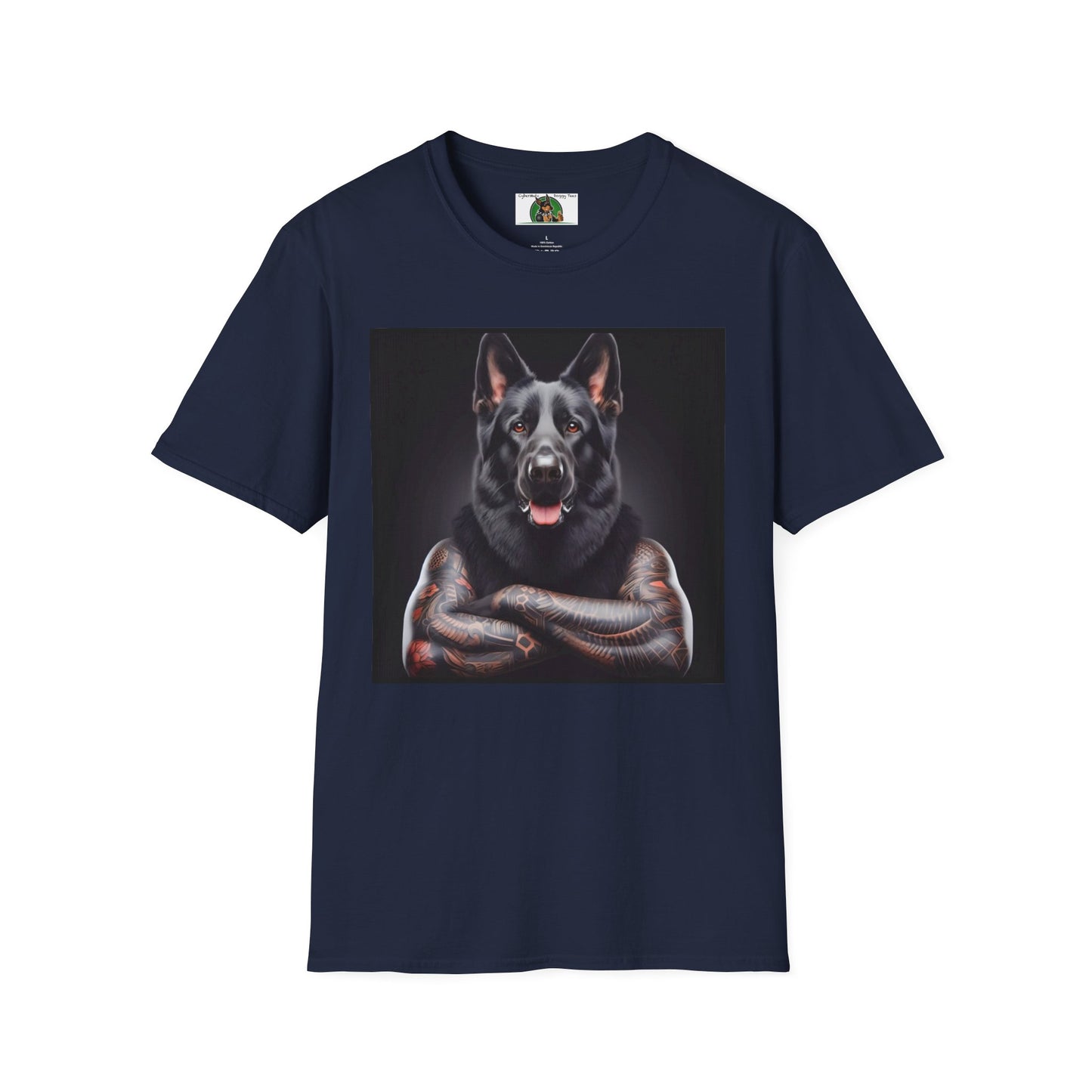 German Shepherd Muscular Dog Unisex Softstyle T-Shirt T-Shirt Printify S Navy