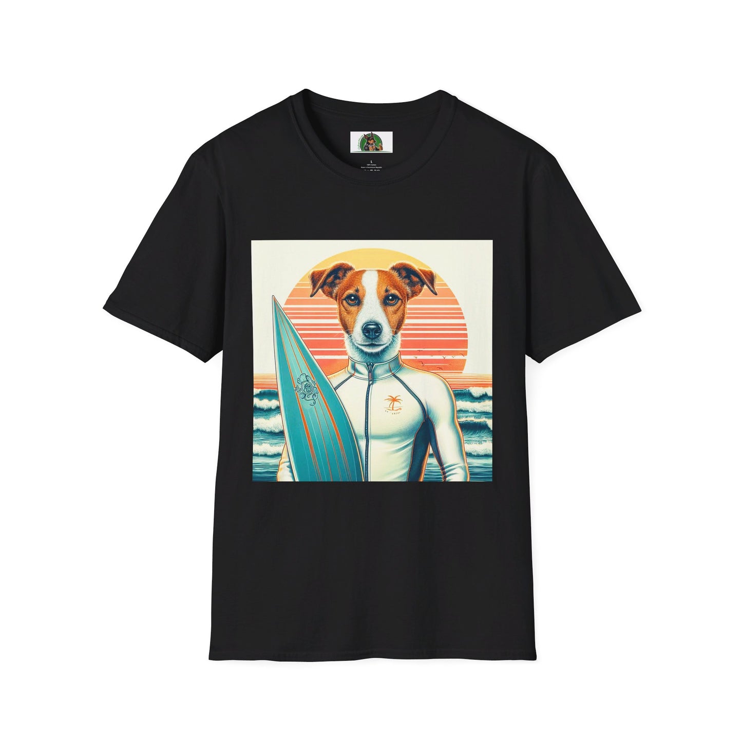 Jack Russell Wet Suit Surfer T-Shirt Printify S Black