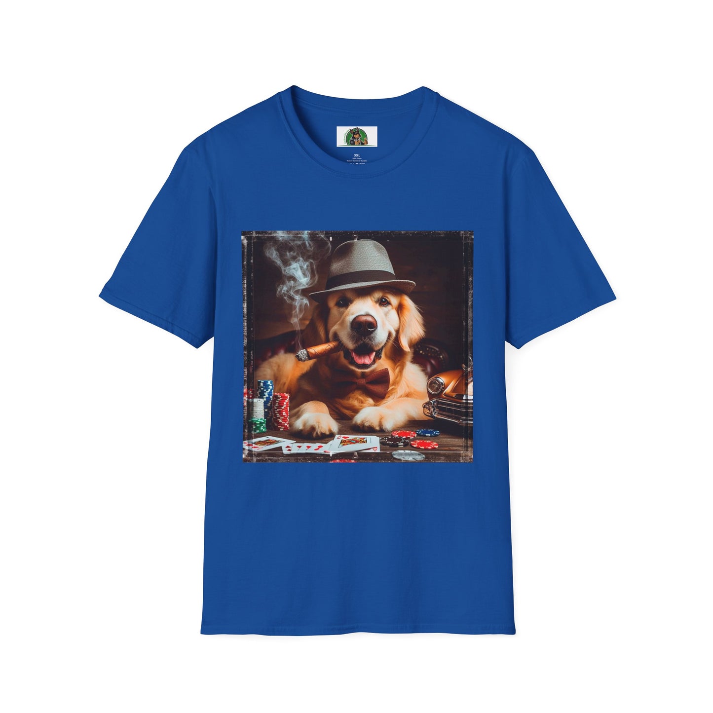 Golden Retriever cigars and smoking shirt T-Shirt Printify XS Royal