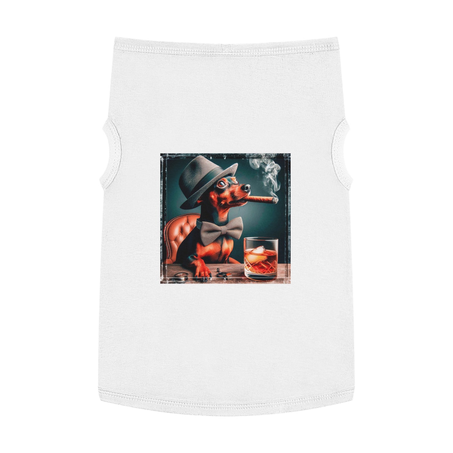 Min Pin Tank Tops cigar and drink Pets Printify XL White