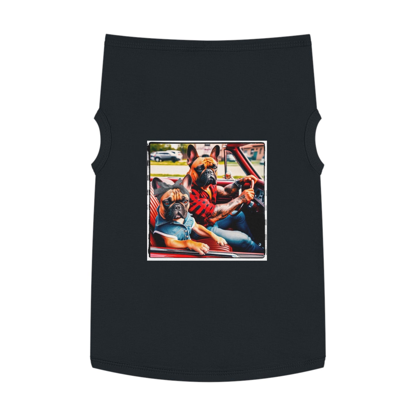 Pet Tank Top French Bulldog family driving t shirt Pets Printify
