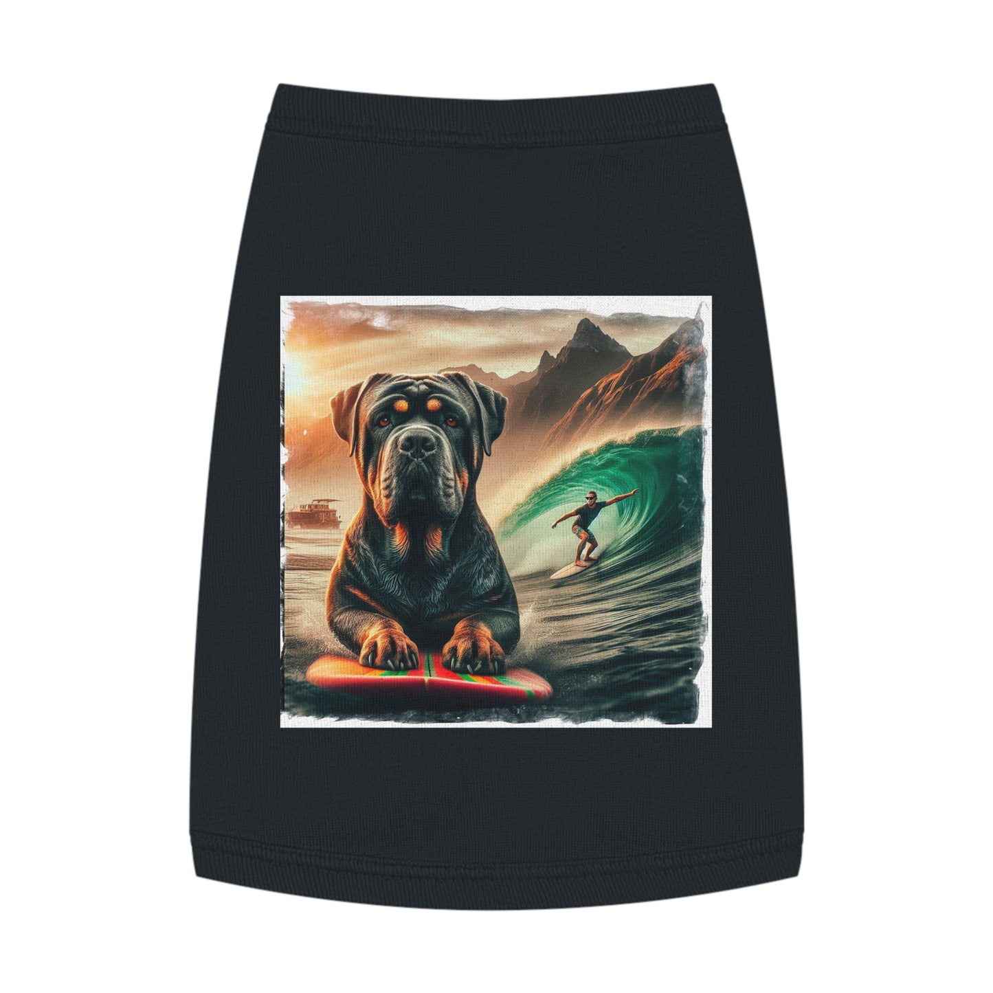 Pet Tank Top Cane Corso Surfing Dog Pets Printify M Black