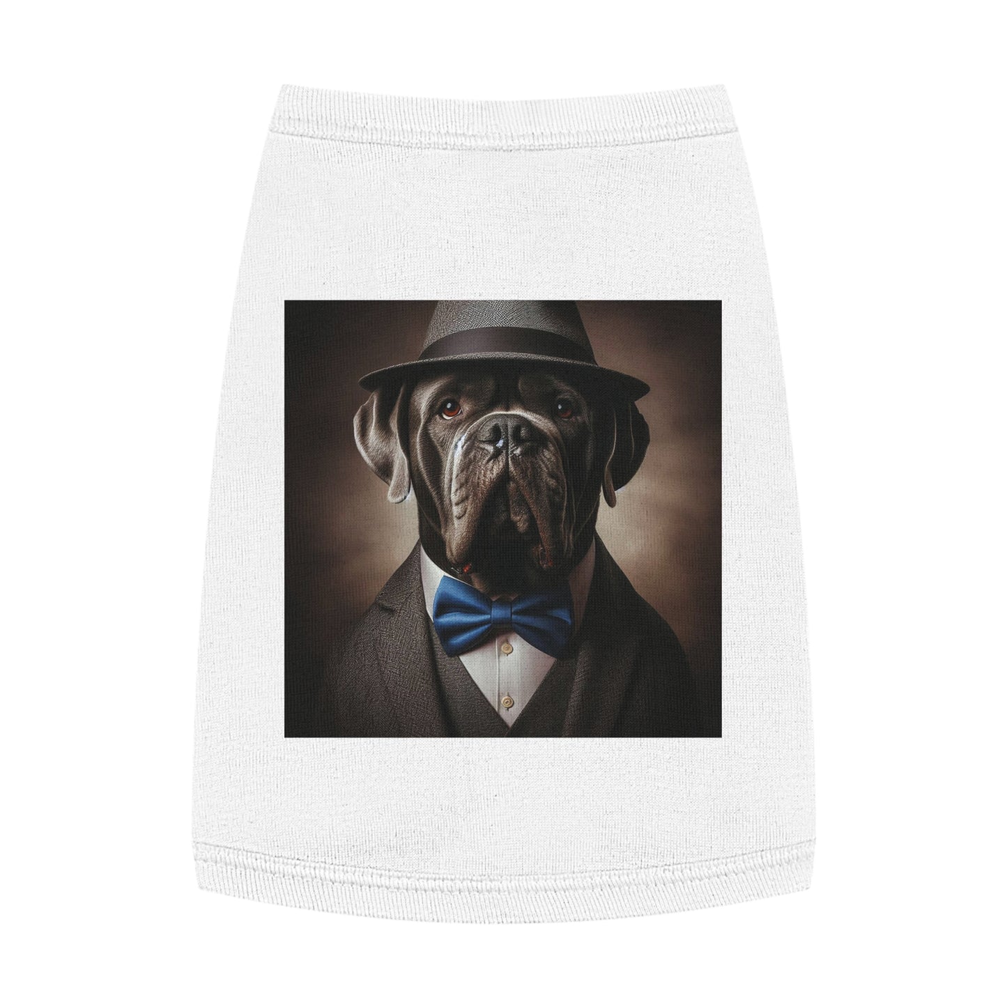 Pet Tank Top Cane Corso Suit And Fedora Hat Pets Printify M White
