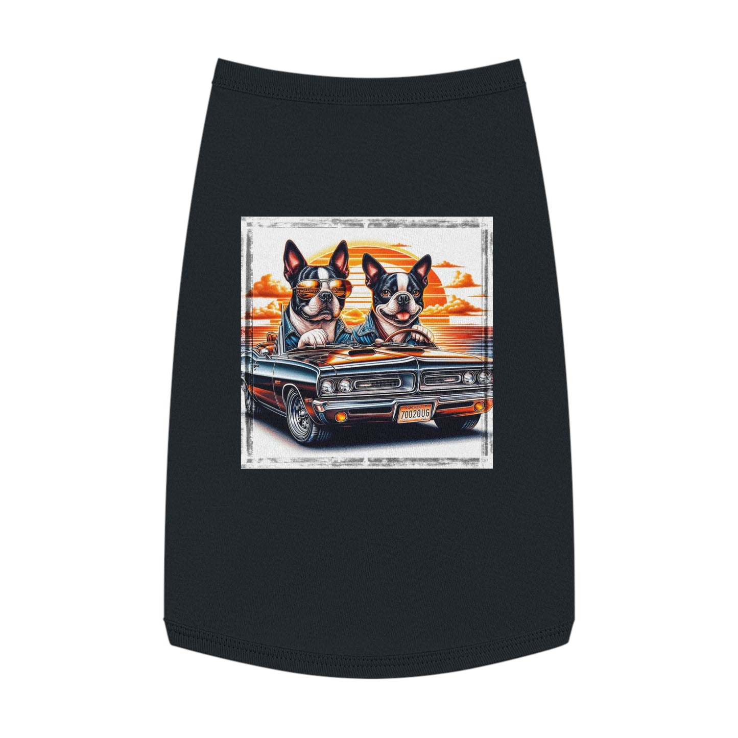 Pet Tank Top - Wacky Boston Terrier Friends Driving Design Pets Printify L Black