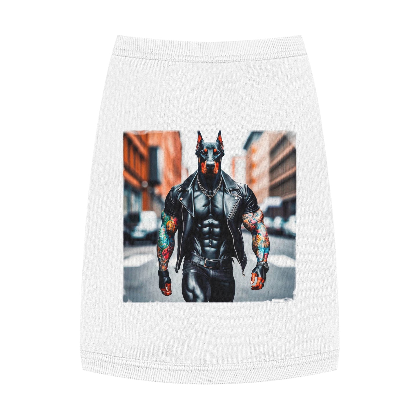 Pet Tank Top Doberman tough in black t shirt Pets Printify