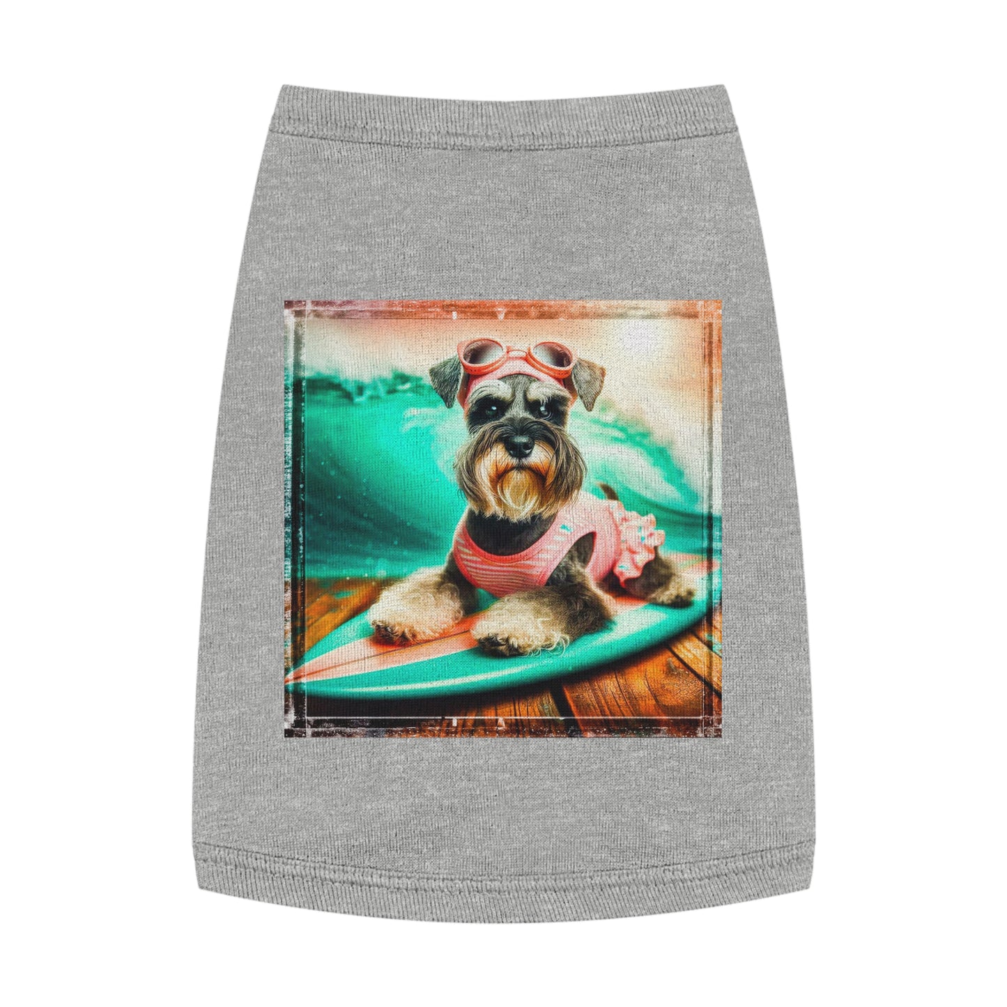 Pet Tank Top Miniature Schnauzer princess surfer Pets Printify M Heather