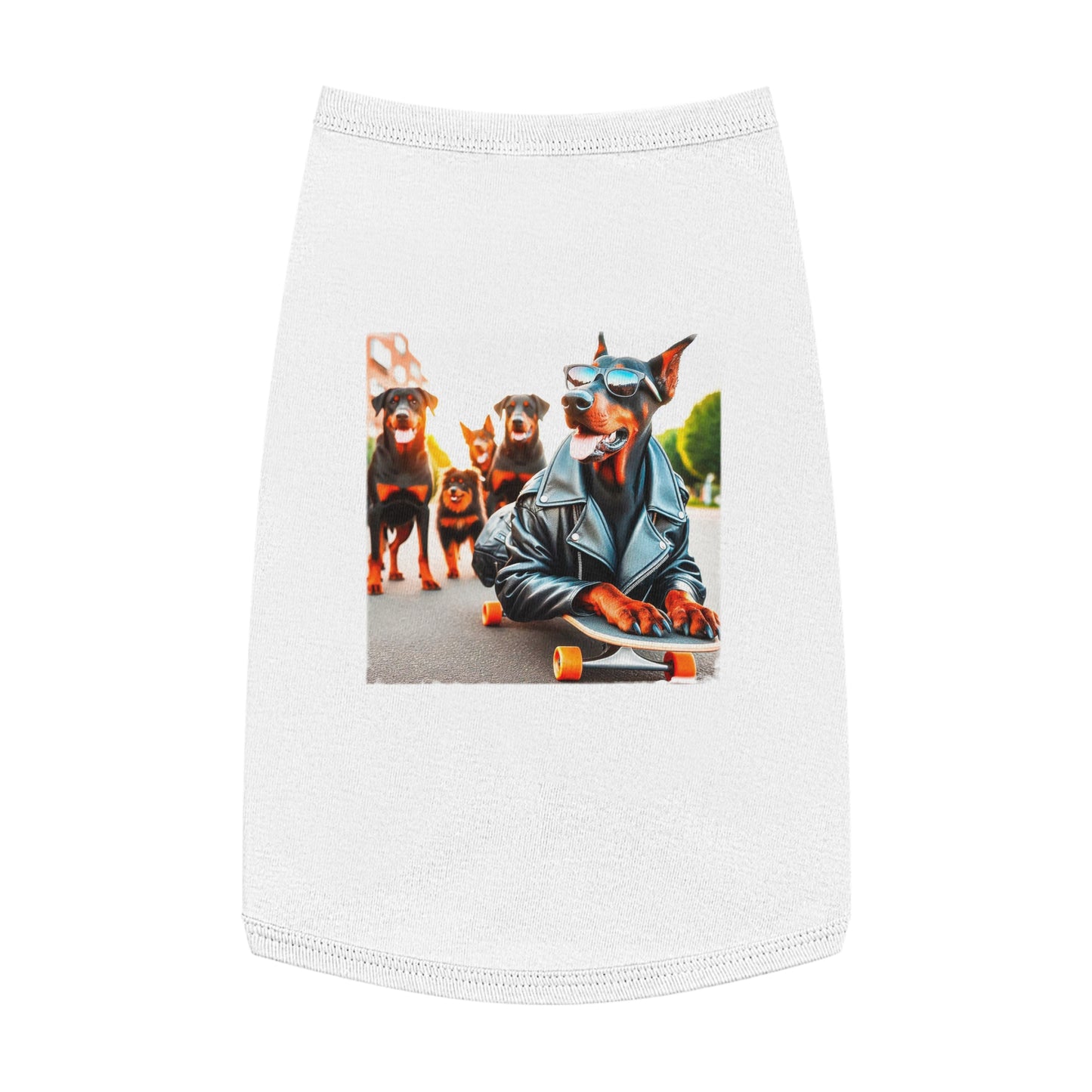 Pet Tank Top Doberman skateboard crew t shirt Pets Printify L White