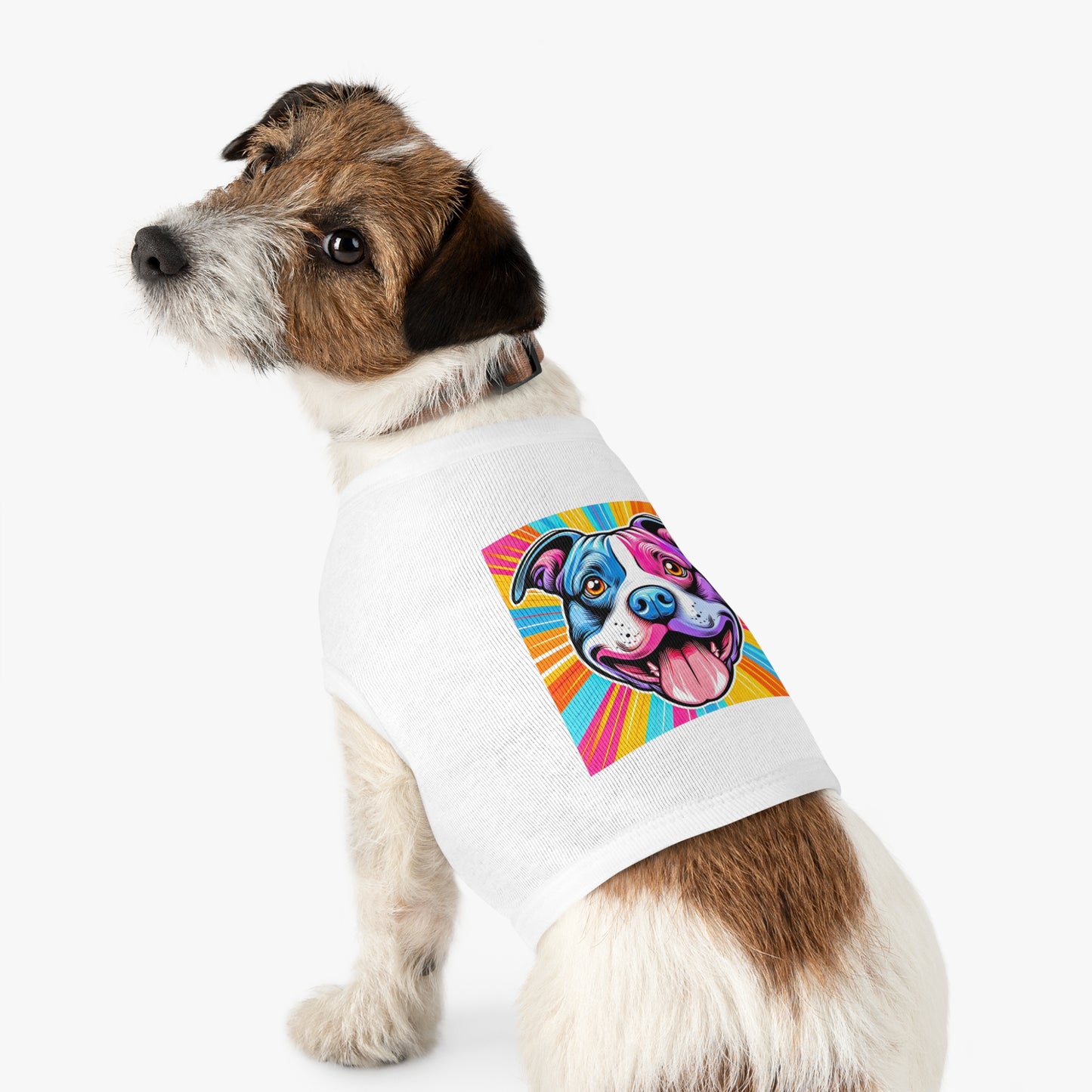 Pet Tank Top Pit Bull pink and blue shirt Pets Printify