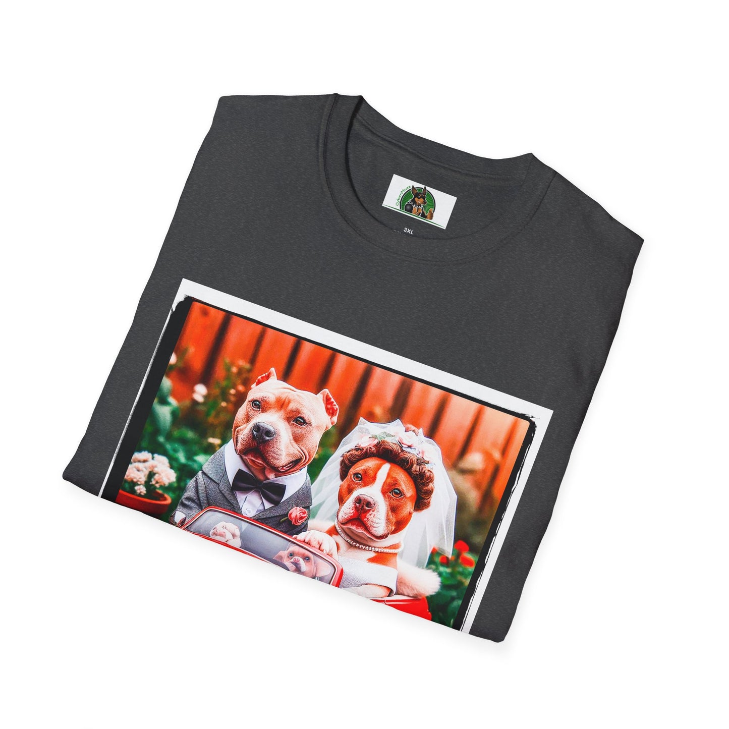 Wacky Pit Bull just married shirt T-Shirt Printify