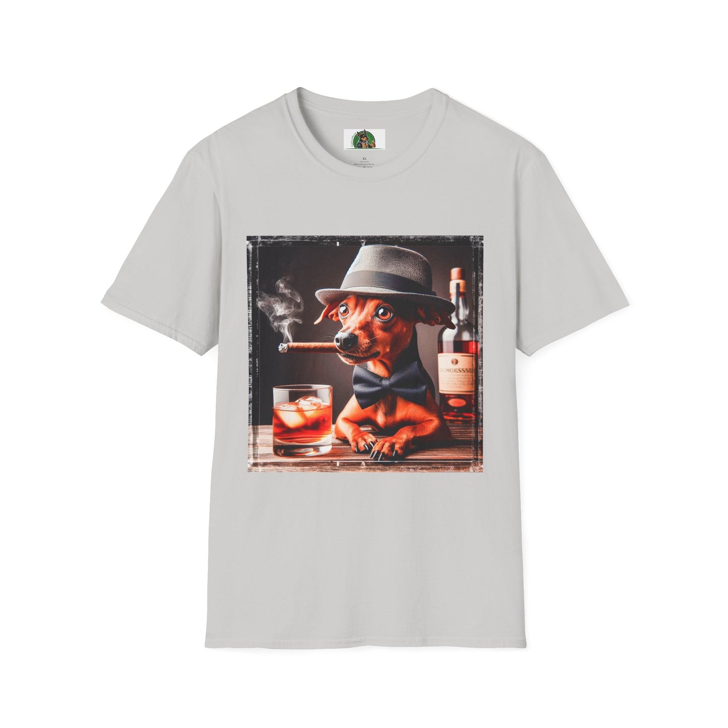 Min Pin T-Shirt cigars and whiskey T-Shirt Printify S Ice Grey