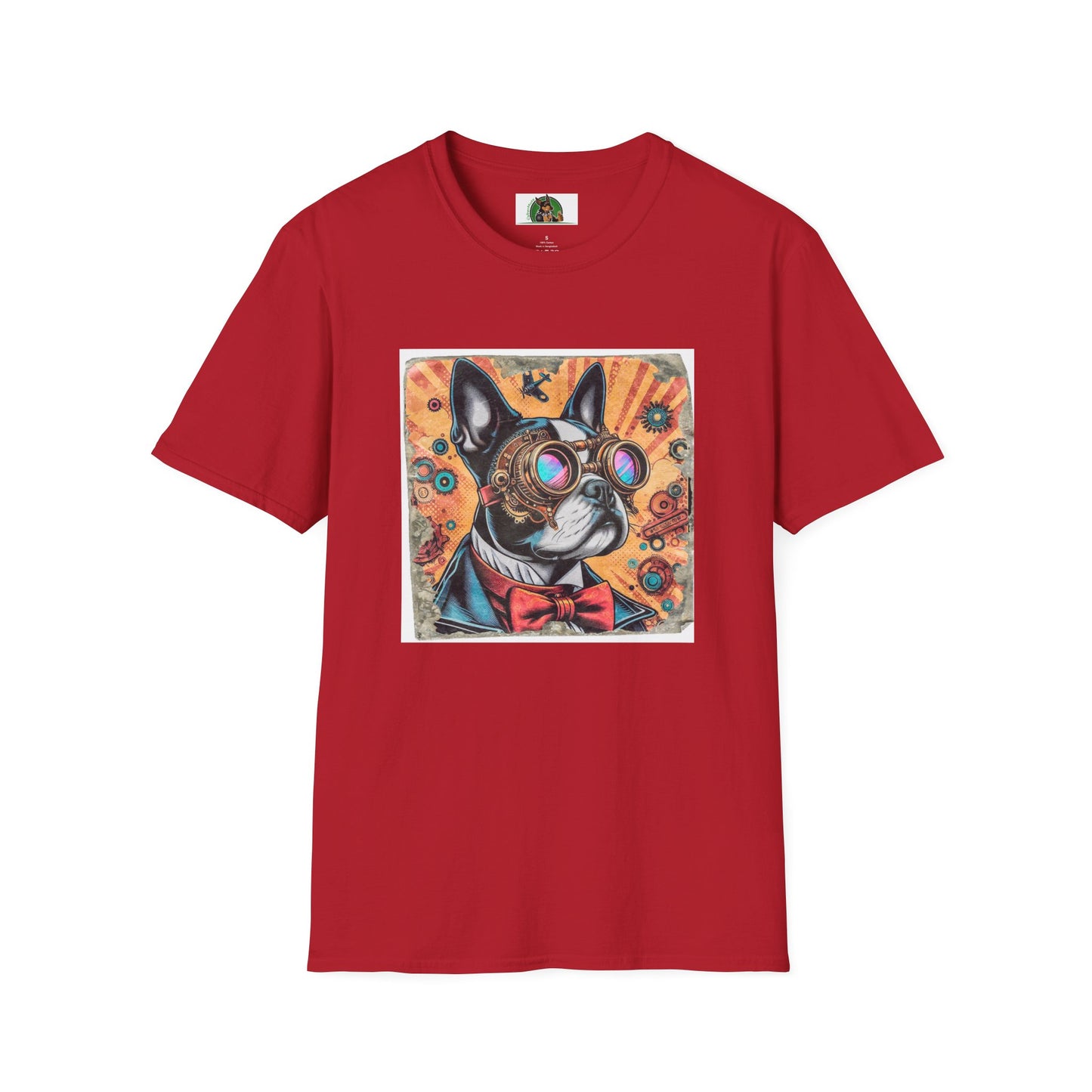 Steampunk Boston Terrier T-Shirt T-Shirt Printify S Cherry Red