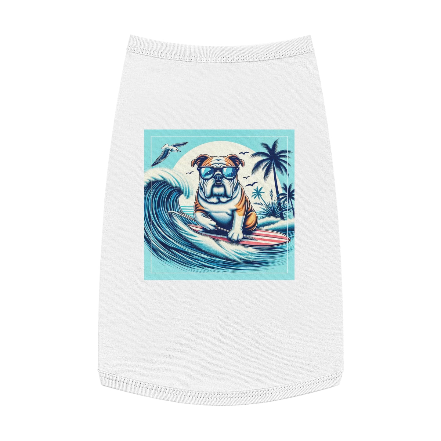 Pet Tank Top Bulldog waves t shirt Pets Printify L White