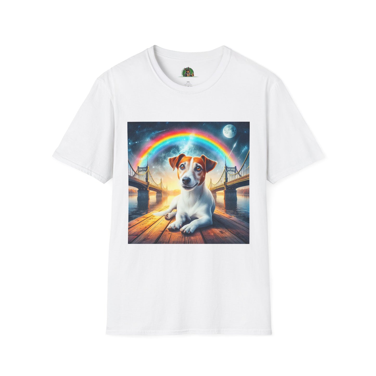 Jack Russell Moonlit Rainbow Bridge T-Shirt Printify S White