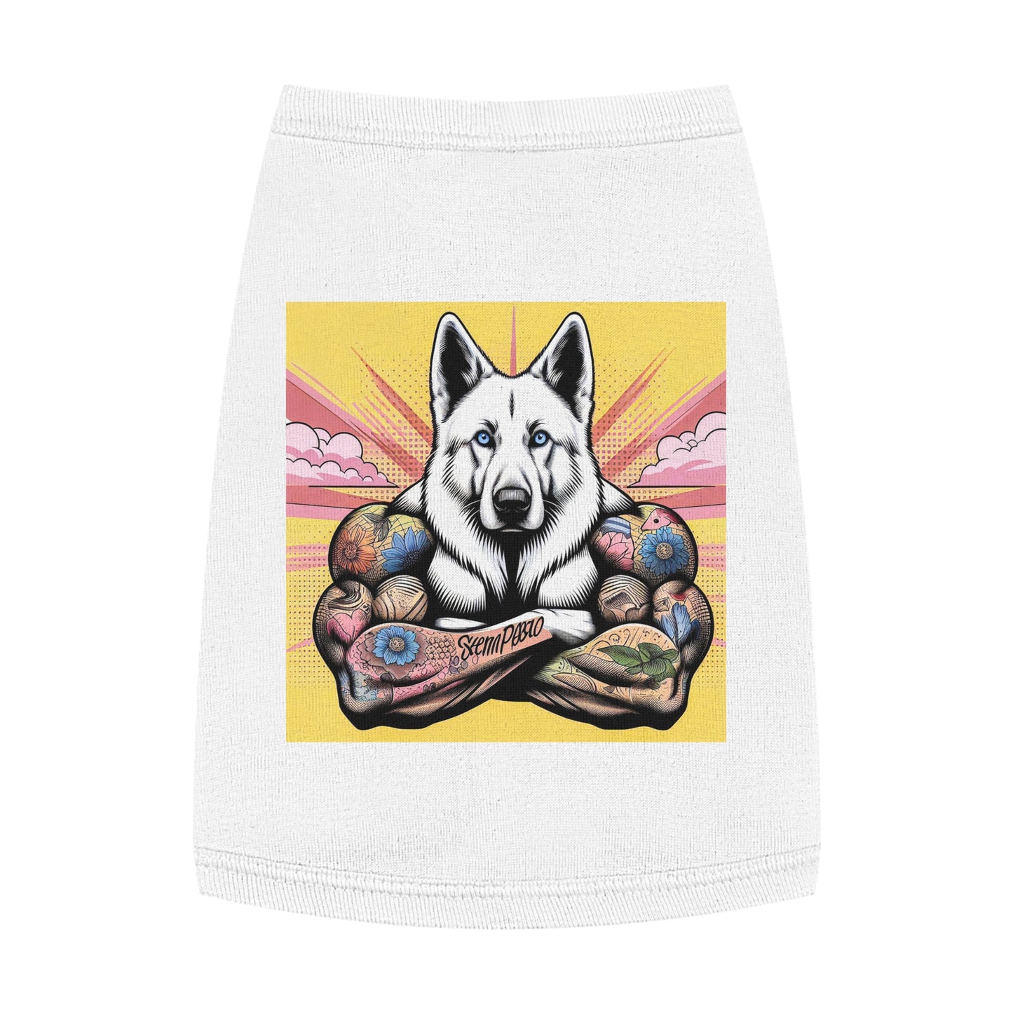 German Shepherd big arms Pets Printify M White