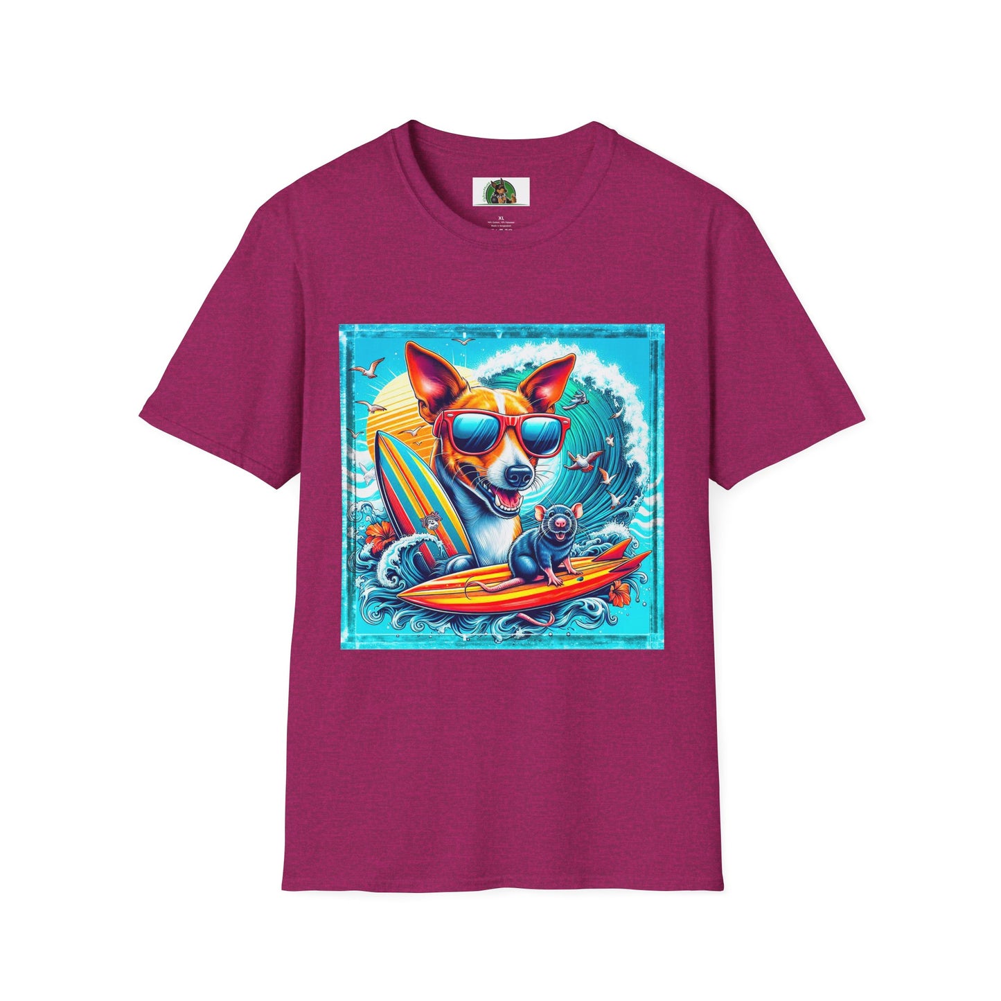 Rat Terrier T-Shirt puppy surfing T-Shirt Printify S Antique Heliconia