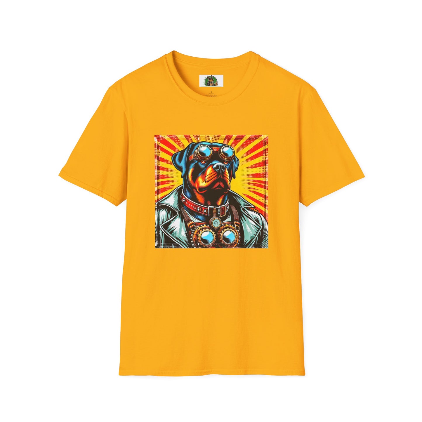 Rottweiler tough steam punk T-Shirt Printify S Gold