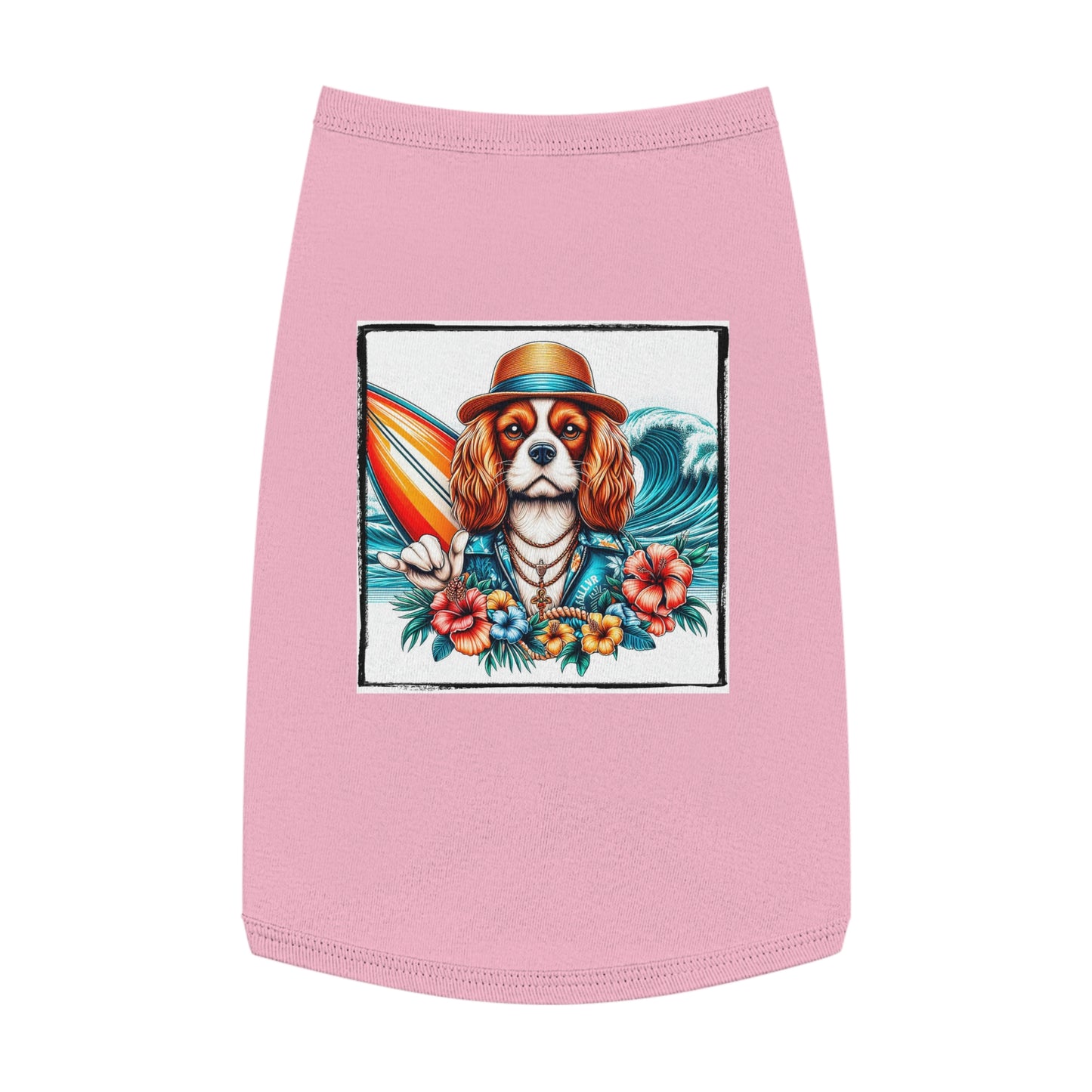 Pet Tank Top Cavalier King Charles Spaniel Hawaiian Surfer T Shirt Pets Printify L Pink