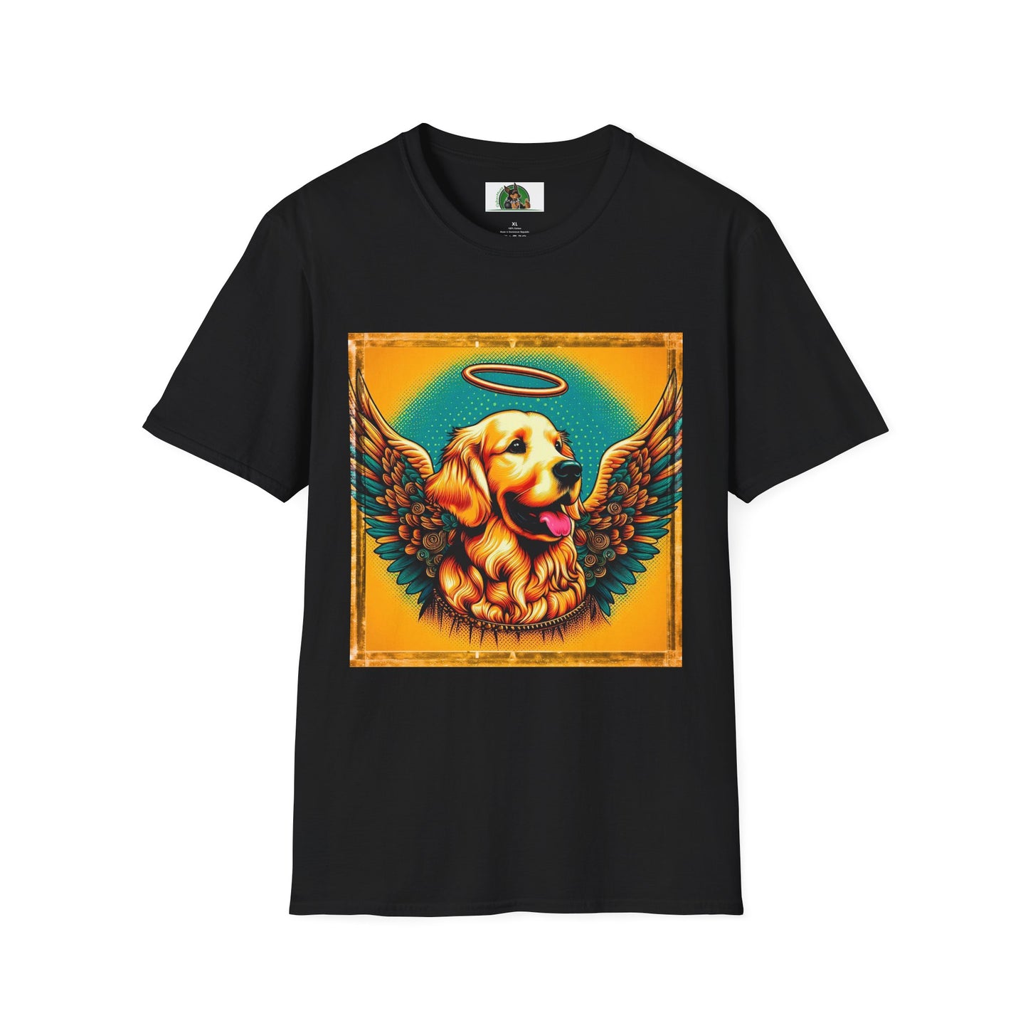 Golden Retriever glowing Angel t shirt T-Shirt Printify XS Black