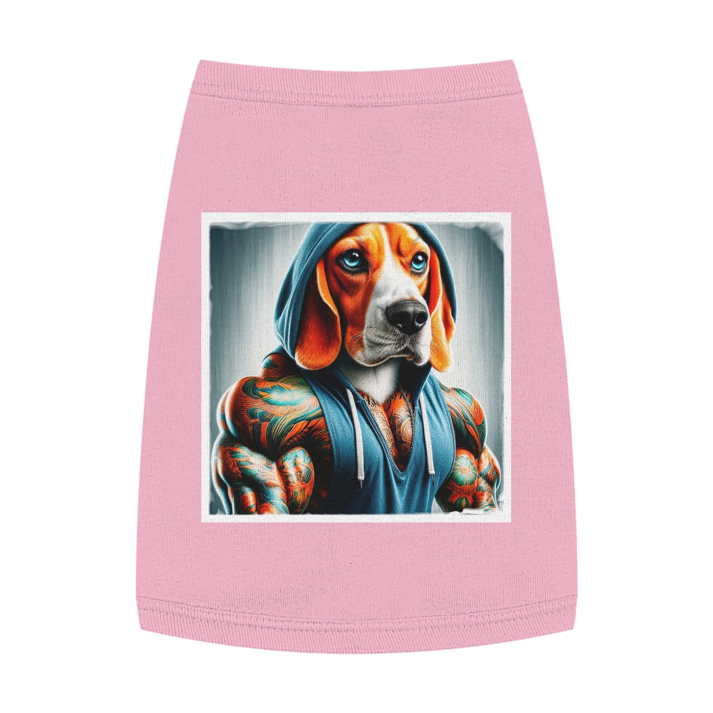 Pet Tank Top Beagle Muscle Dog Wearing Hoodie Pets Printify M Pink