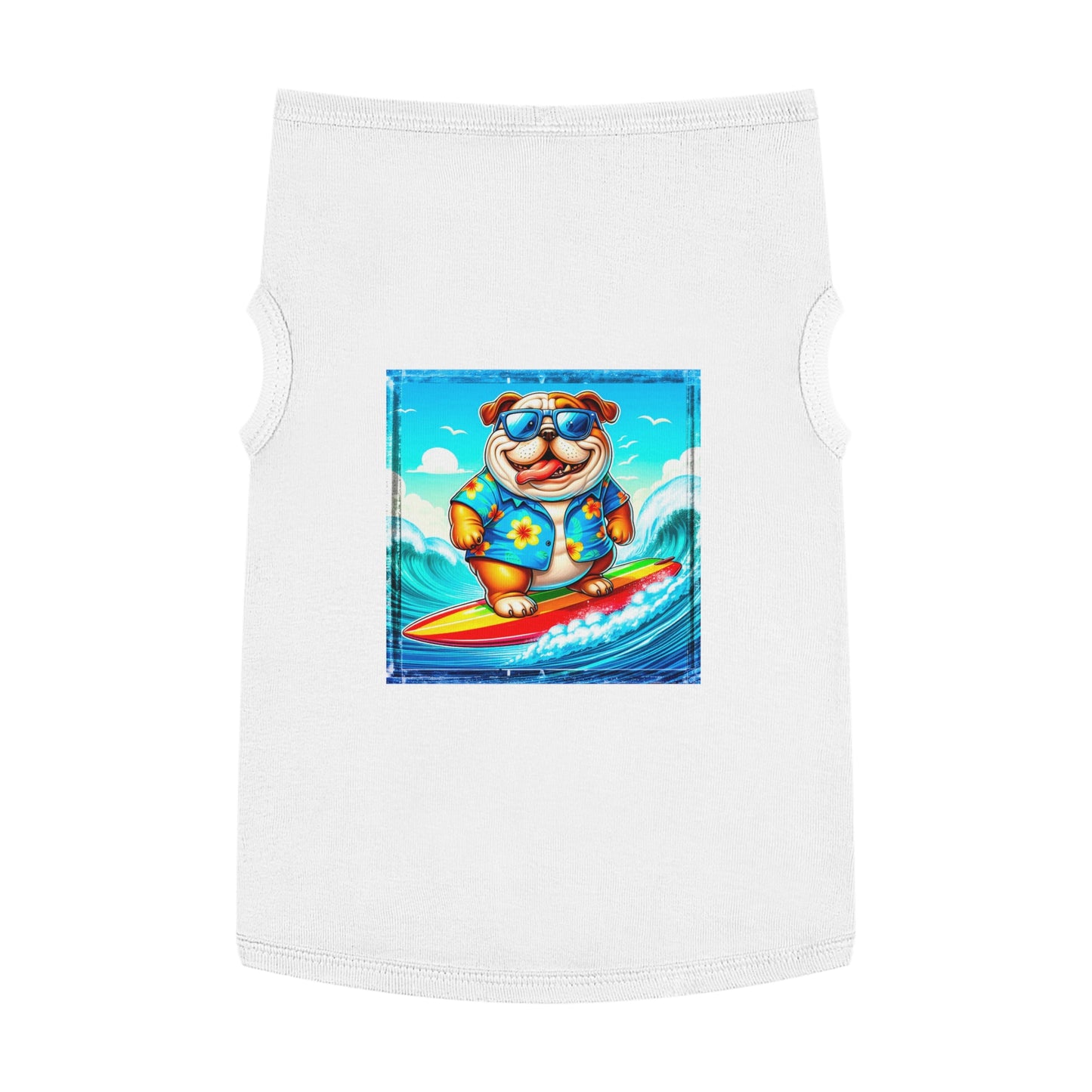 Pet Tank Top Bulldog surfing dog t shirt Pets Printify XL White
