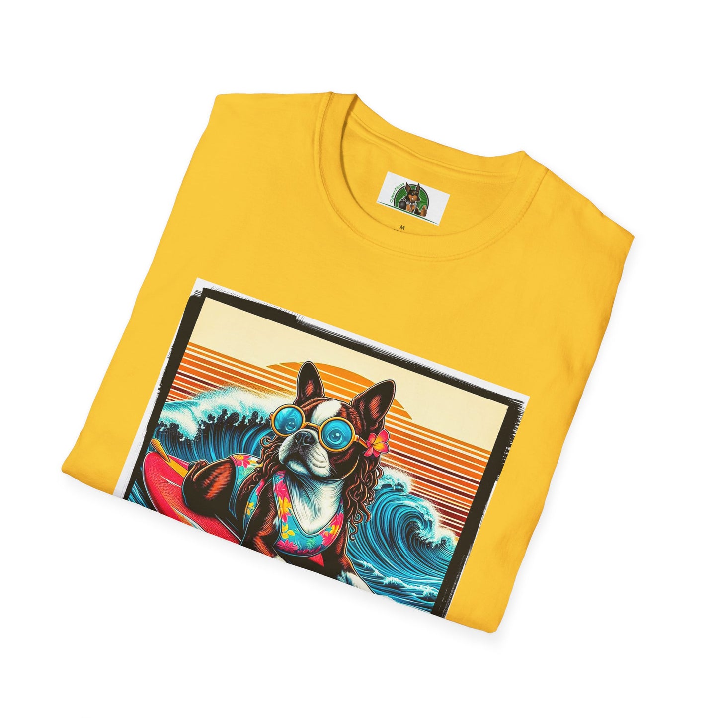 Boston Terrier Surfer Dog T-Shirt Printify