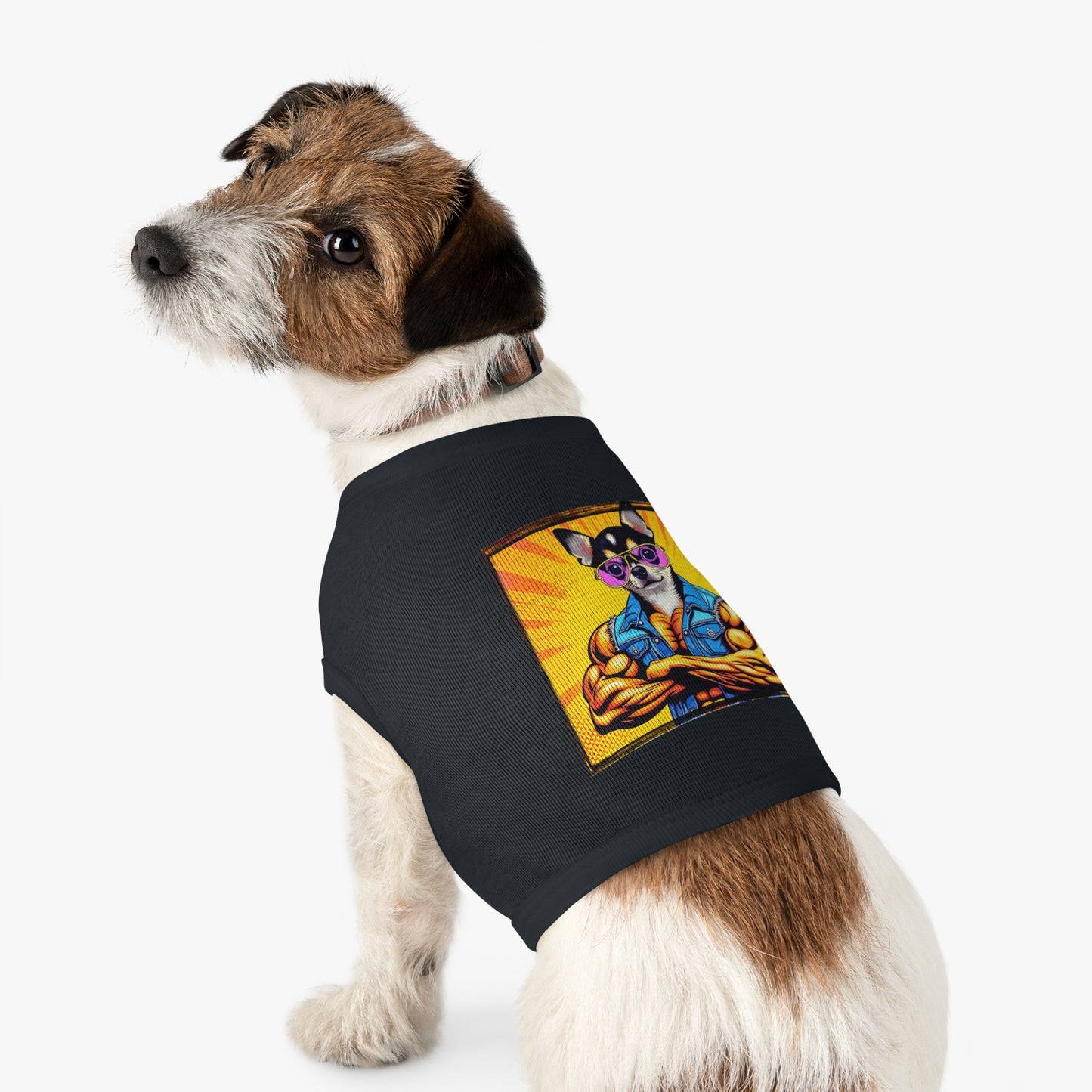 Pet Tank Top Chihuahua golden muscles t shirt Pets Printify