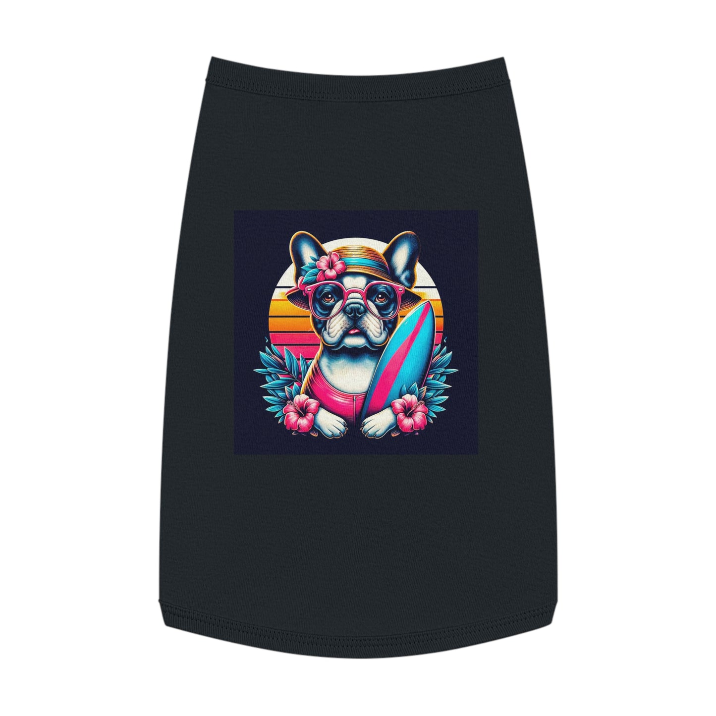 Pet Tank Top French Bulldog pretty flowers t shirt Pets Printify